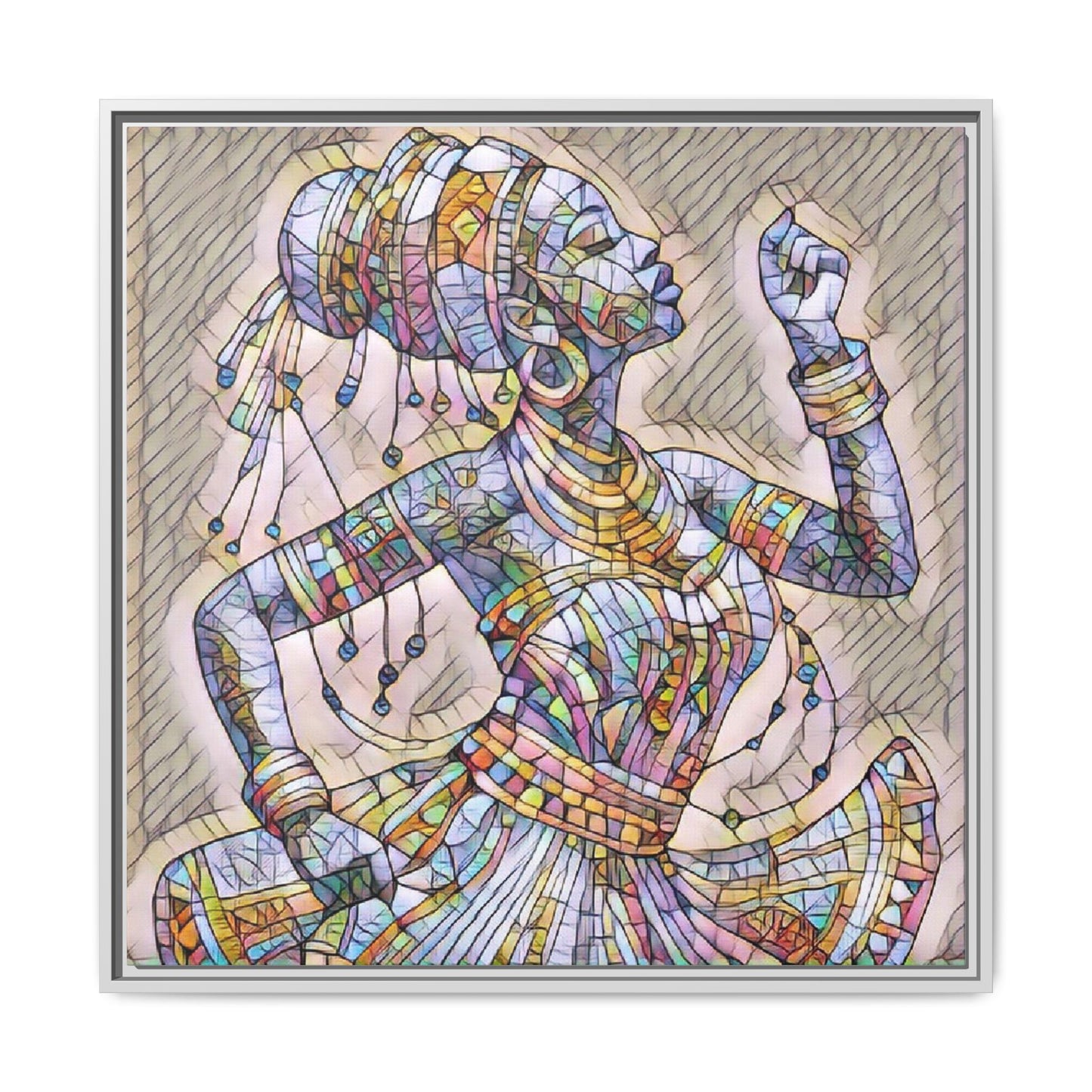 Framed Canvas Art — Colorful Mosaic Dancer