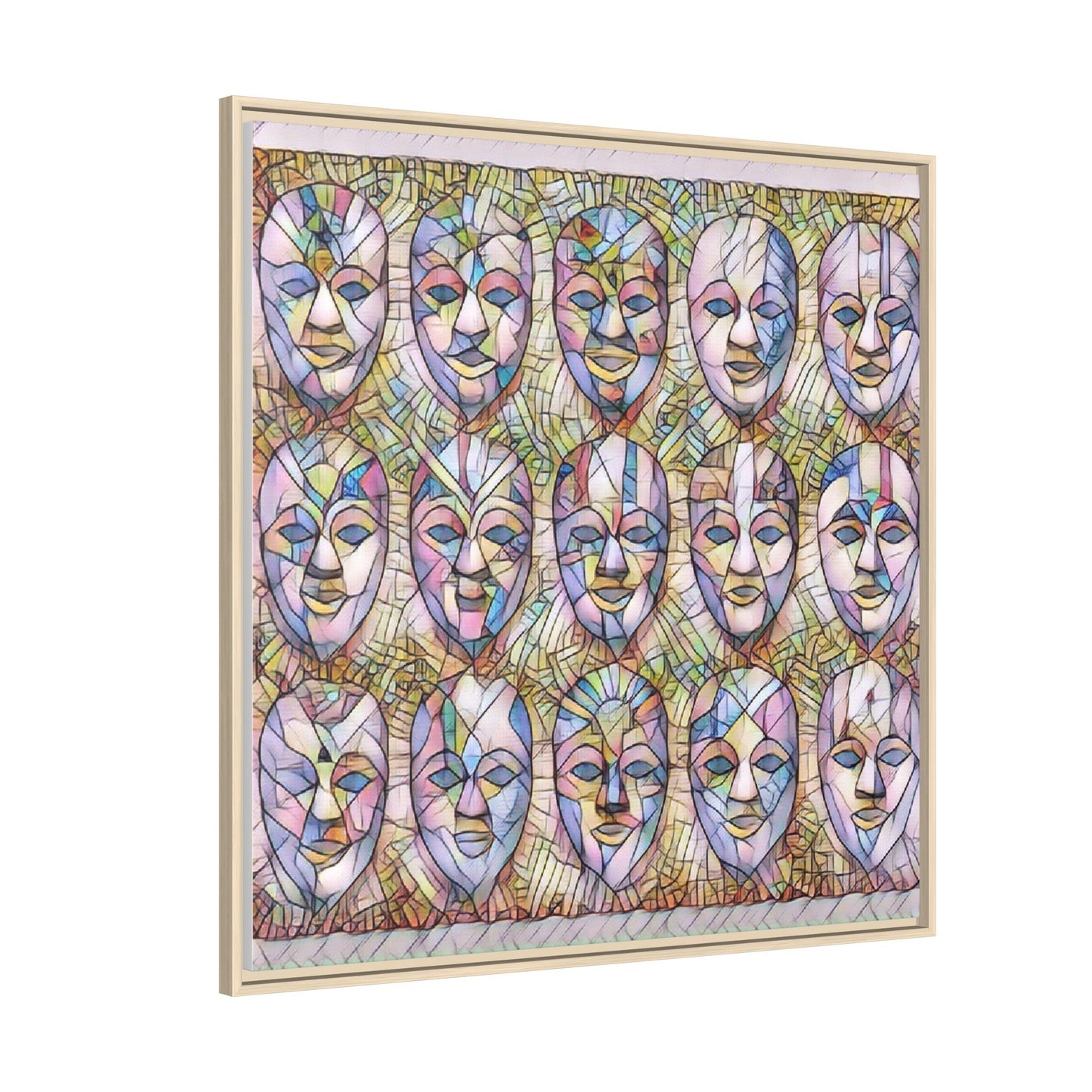 Abstract Mask Art Matte Canvas Print — Framed Multicolor Wall Art