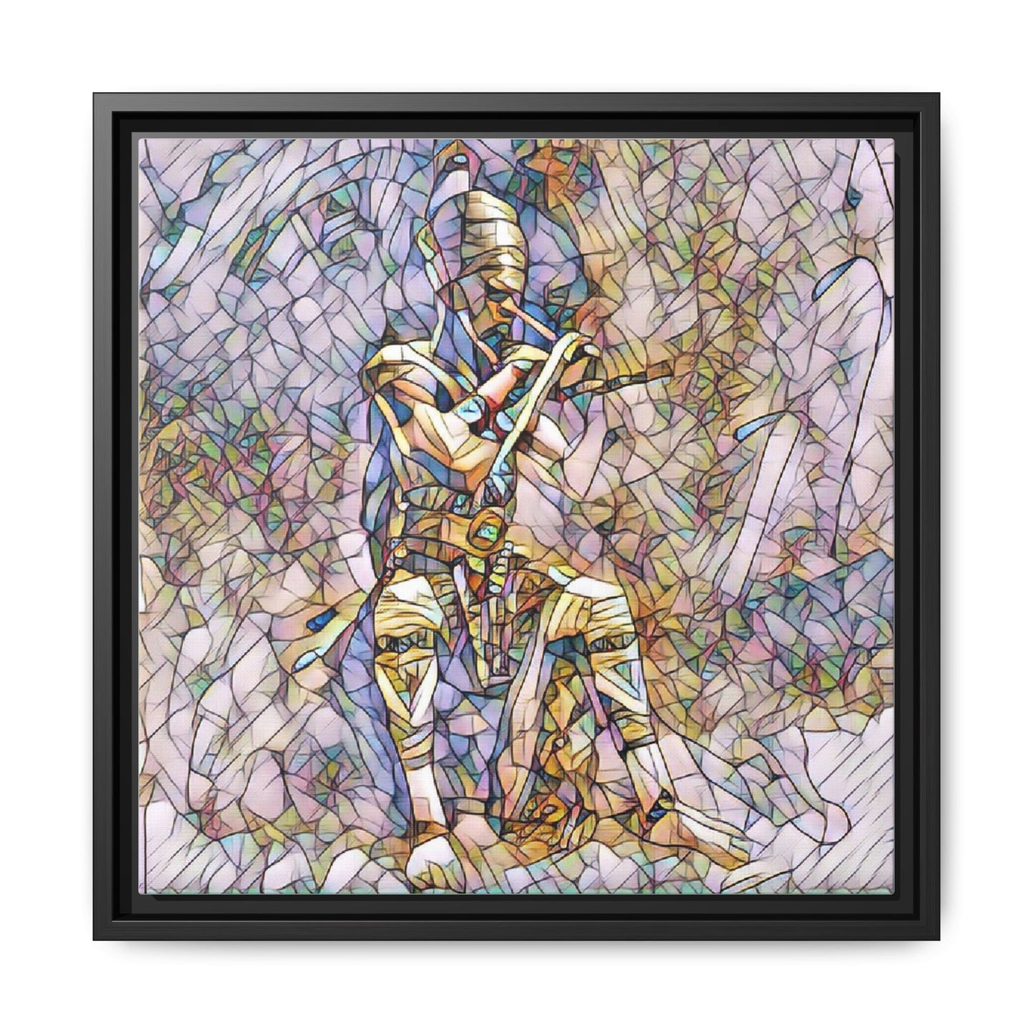 Framed Matte Canvas - Stained Glass Knight Artwork