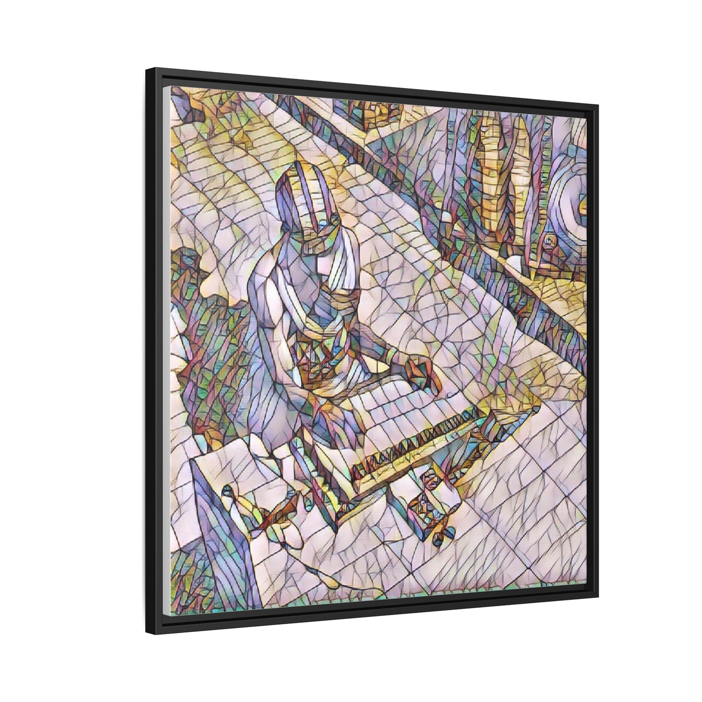 Abstract DJ Skateboarder Matte Framed Canvas – Colorful Urban Music Art Print