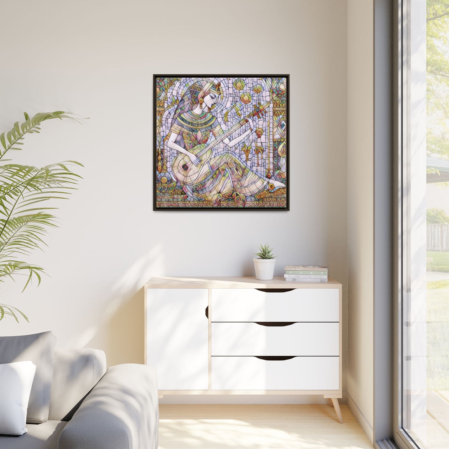 Egyptian Muse Mosaic Matte Canvas Framed Wall Art