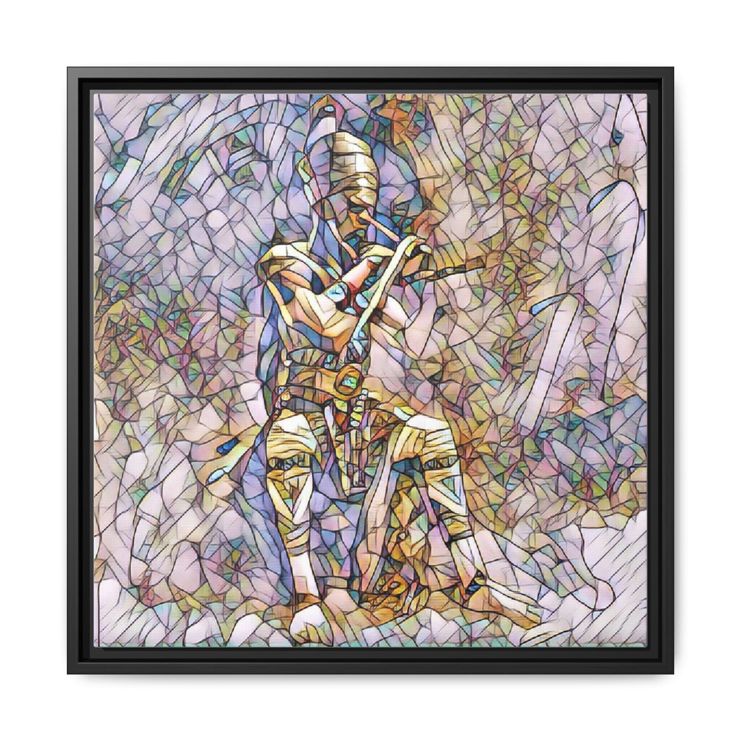 Framed Matte Canvas - Stained Glass Knight Artwork