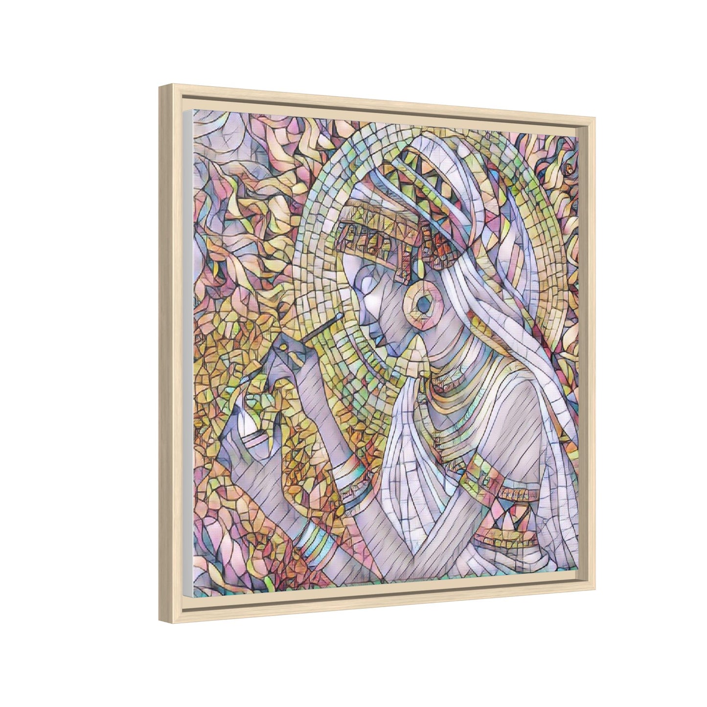 Egyptian Goddess Stained-Glass Matte Canvas (Framed)
