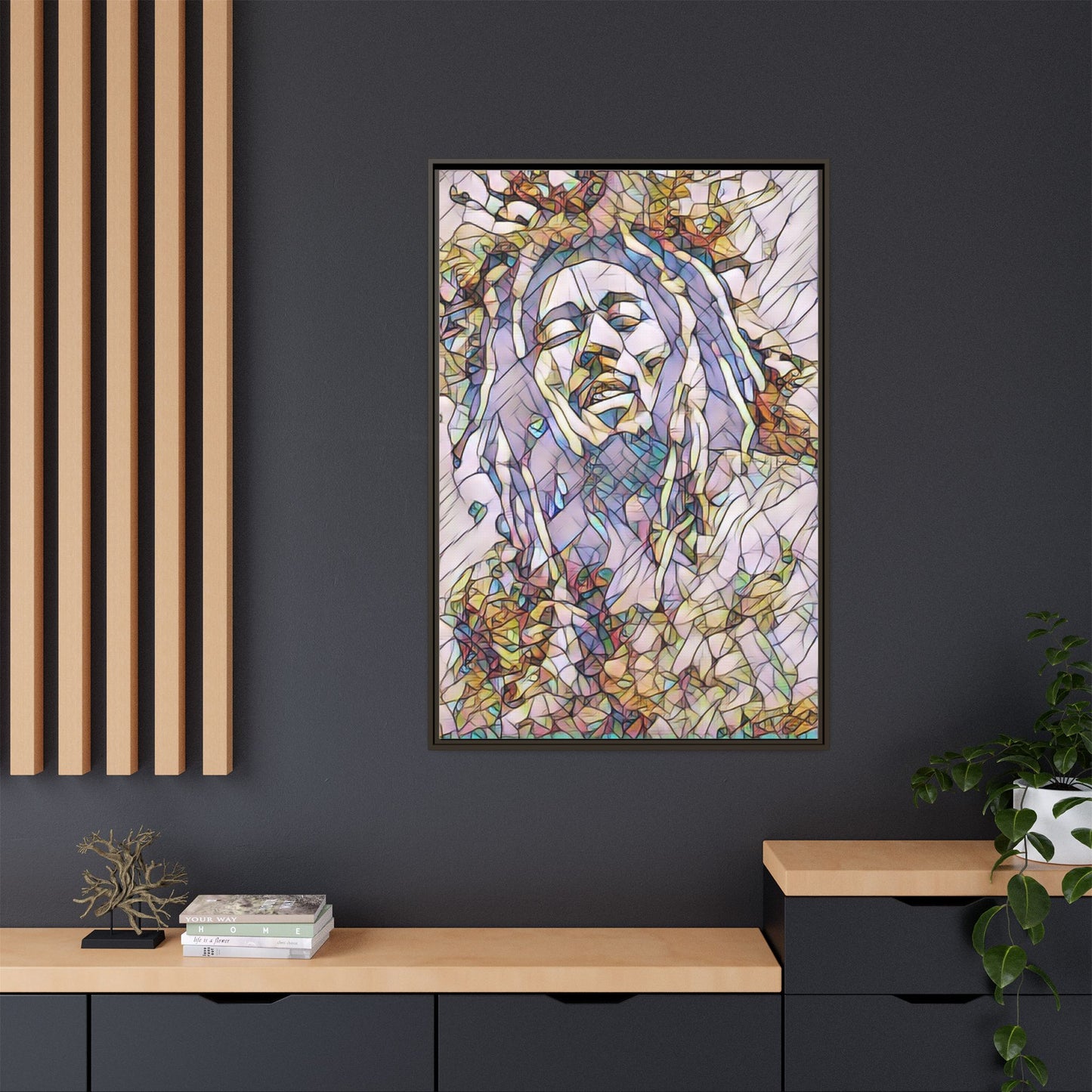 Abstract Multicolor Portrait Matte Canvas Framed Wall Art