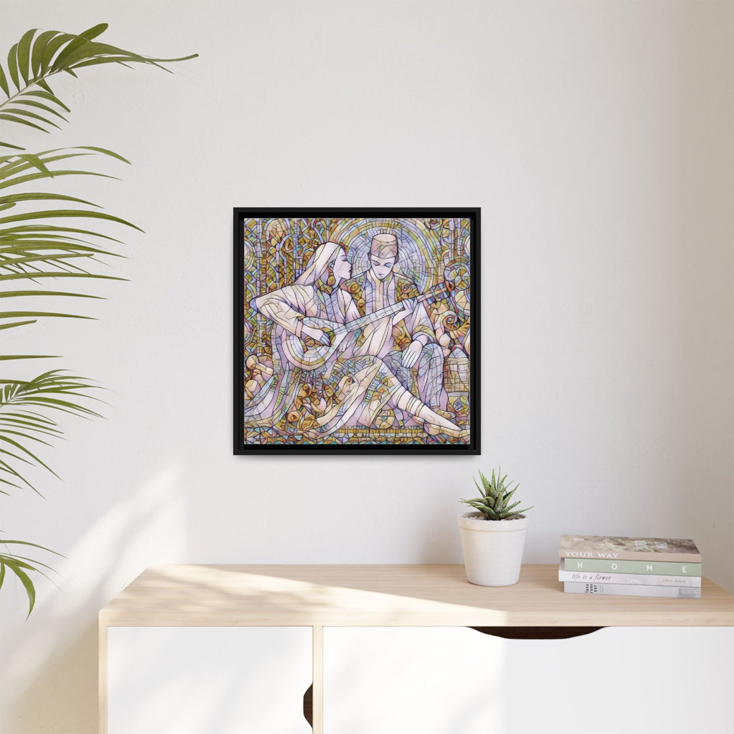 Love Song Serenade - Framed Canvas Wall Art | Guitar Player Romantic Print