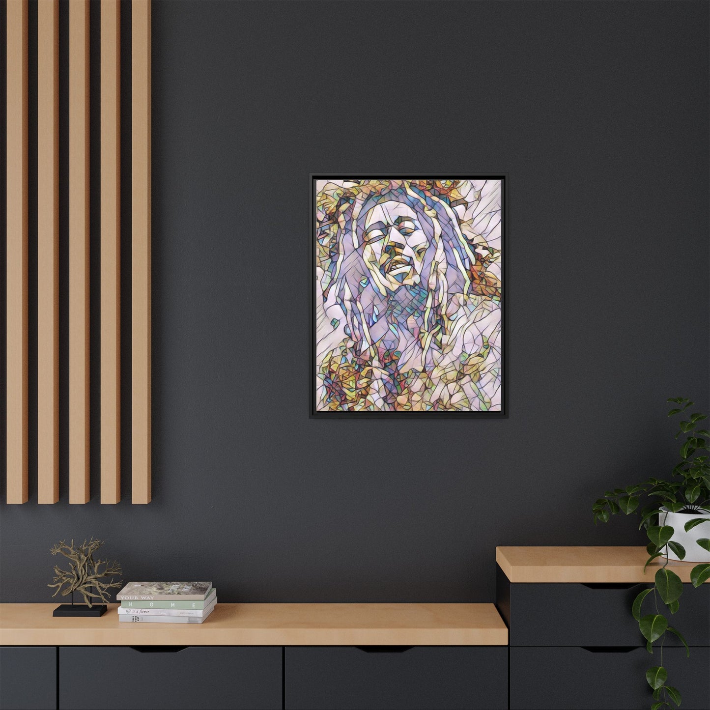 Abstract Multicolor Portrait Matte Canvas Framed Wall Art