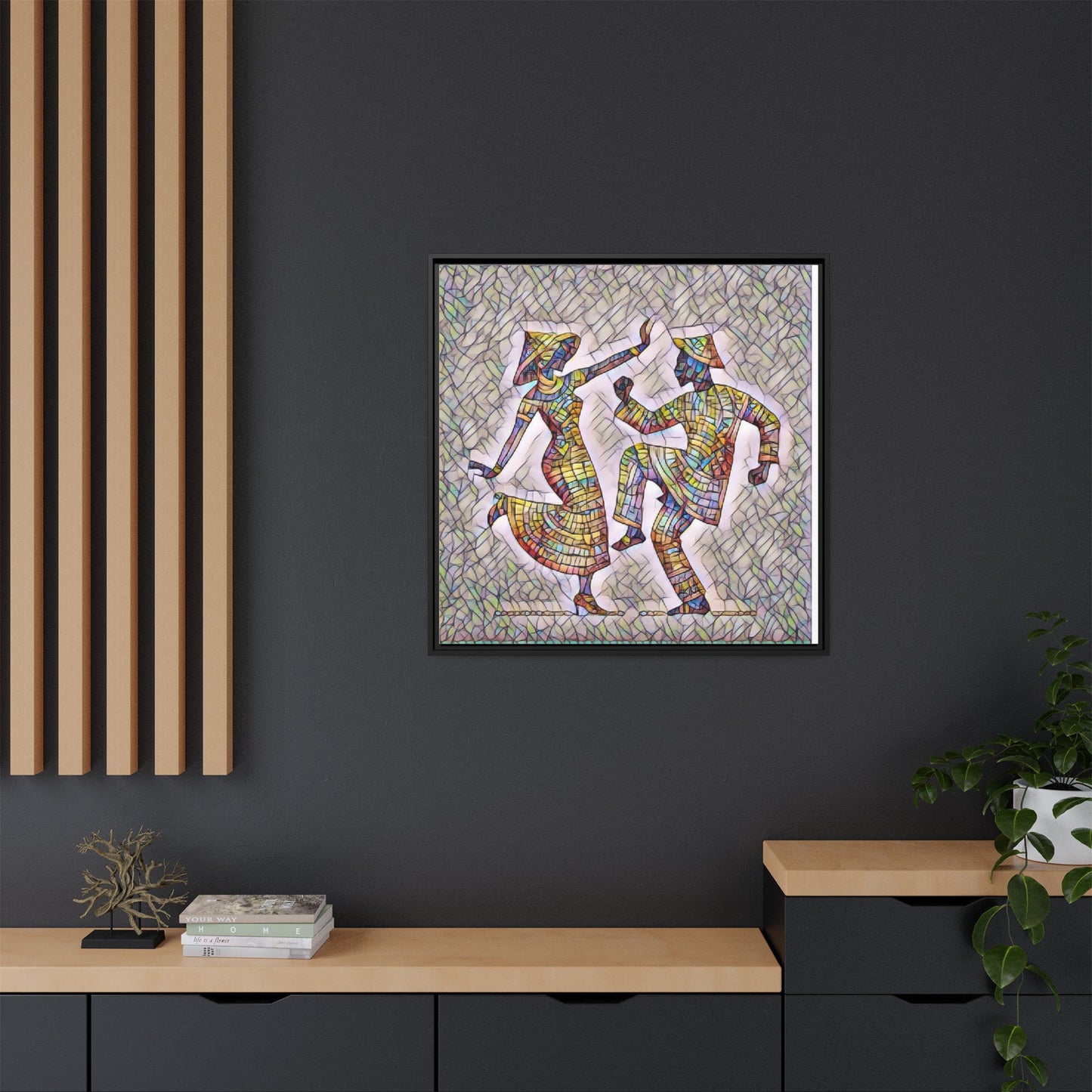 Colorful Folk Dance Matte Canvas Print (Framed)