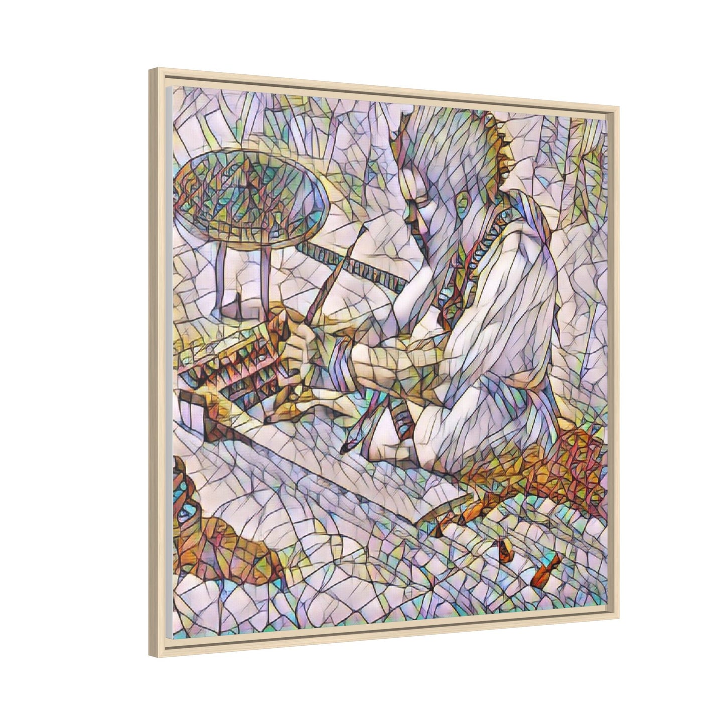 Framed Matte Canvas — Abstract Drummer Mosaic Wall Art