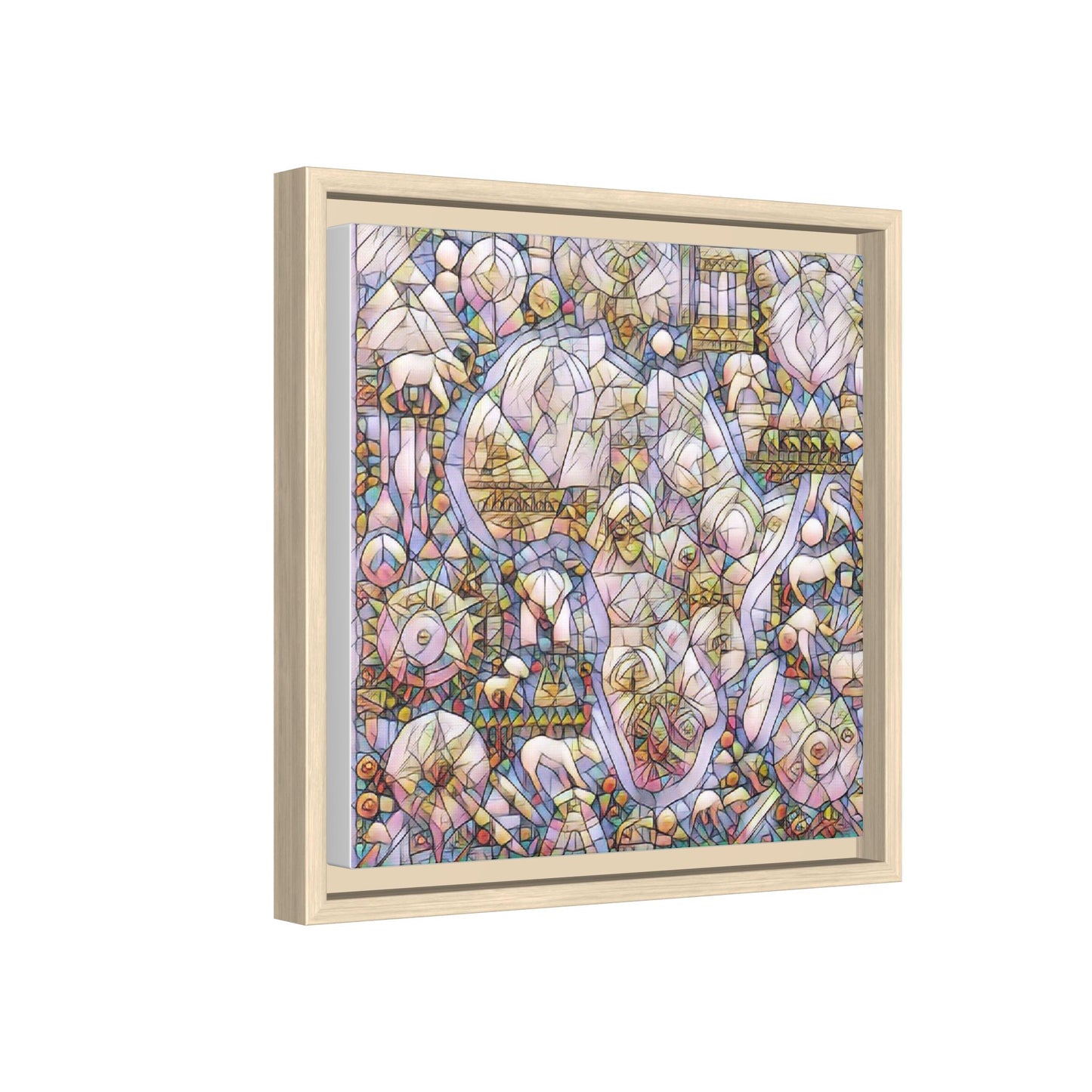 Abstract Stained-Glass Style Framed Canvas Print