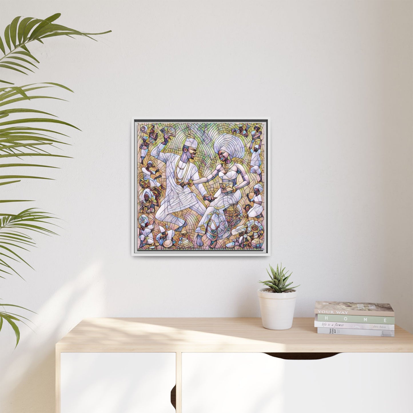 Afrobeat Celebration Matte Framed Canvas — Vibrant Dancers Wall Art