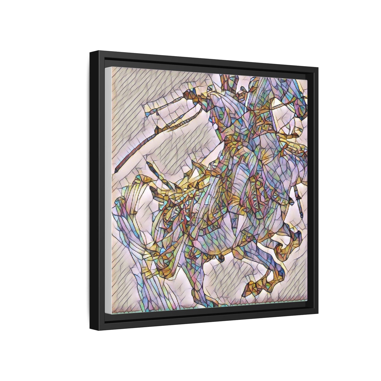 Framed Abstract Stained-Glass Horse Canvas