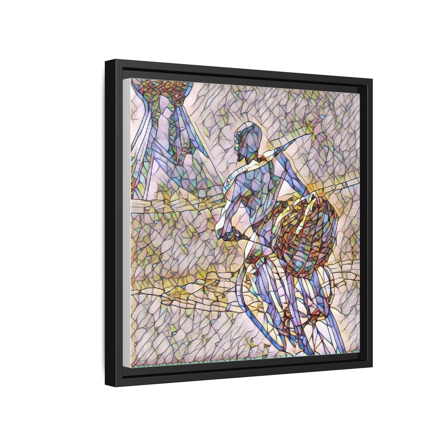 Abstract Stained-Glass Warrior Matte Framed Canvas