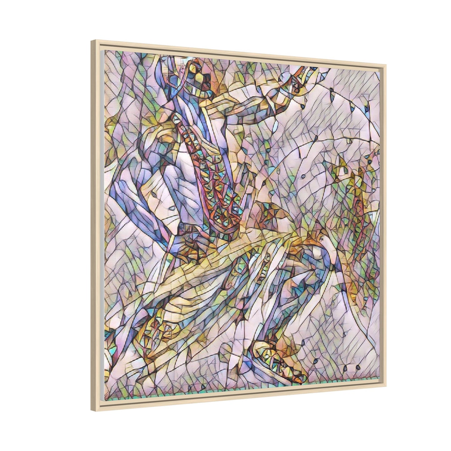 Abstract Stained-Glass Dancers — Framed Matte Canvas Art