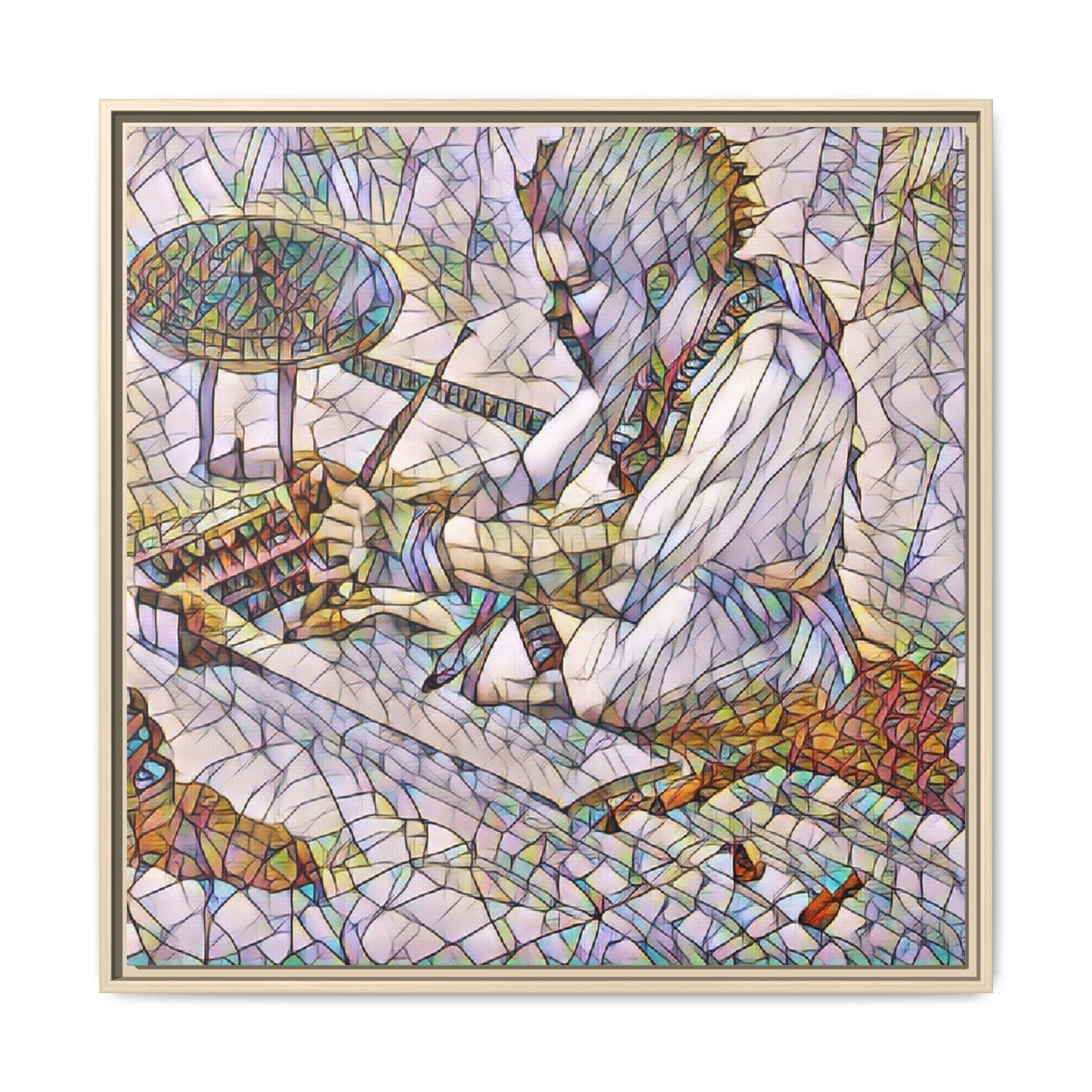 Framed Matte Canvas — Abstract Drummer Mosaic Wall Art