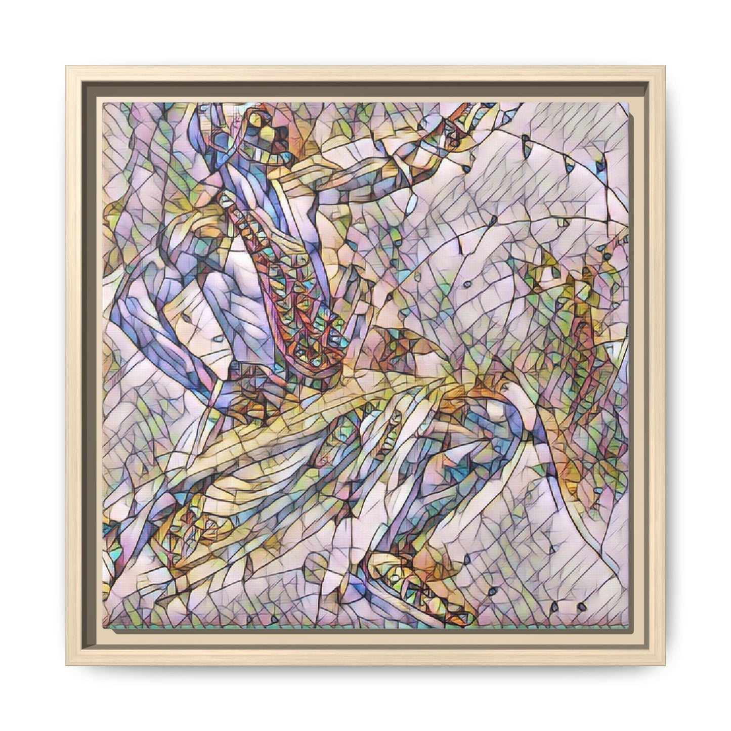 Abstract Stained-Glass Dancers — Framed Matte Canvas Art