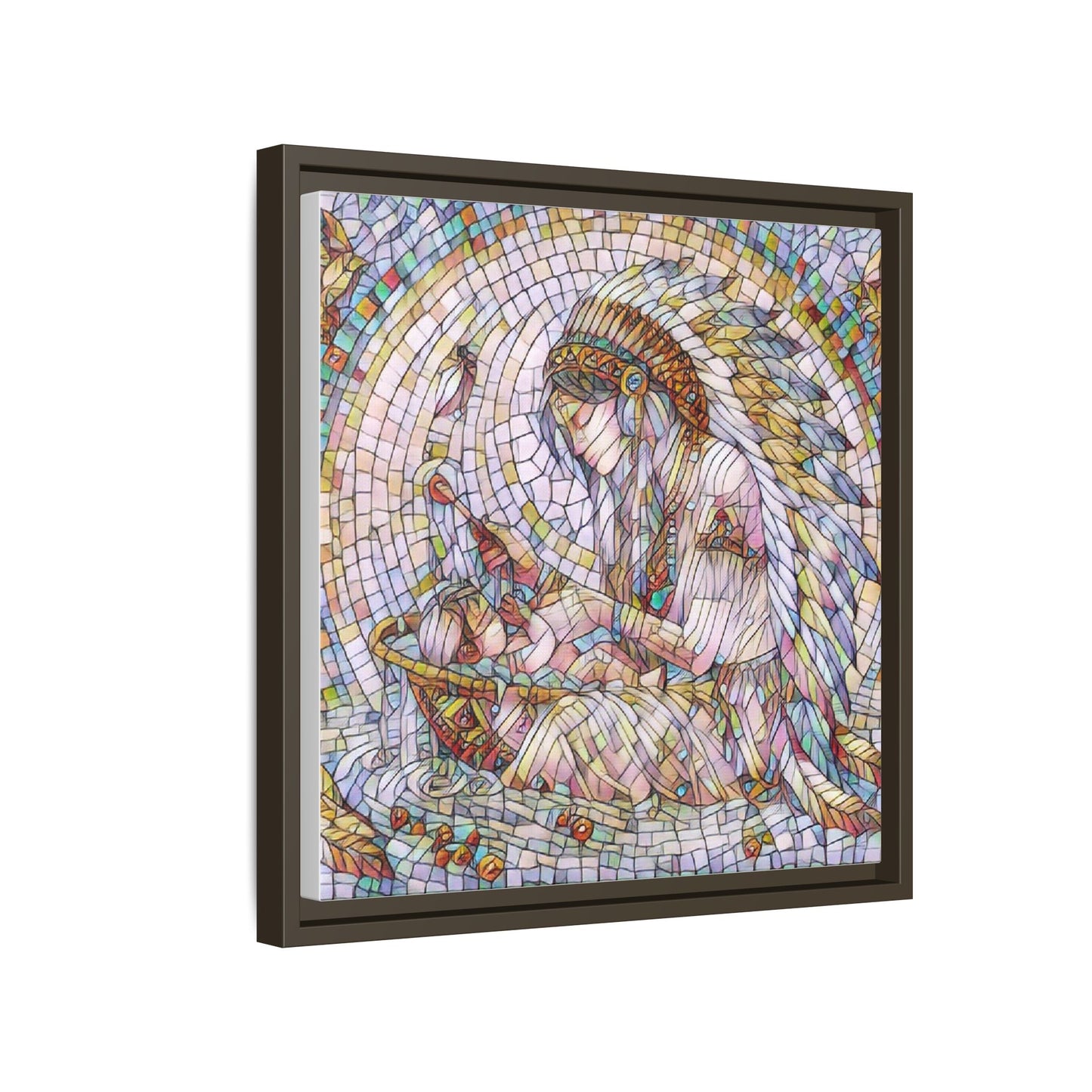 Framed Mosaic Native Mother & Child Matte Canvas Art