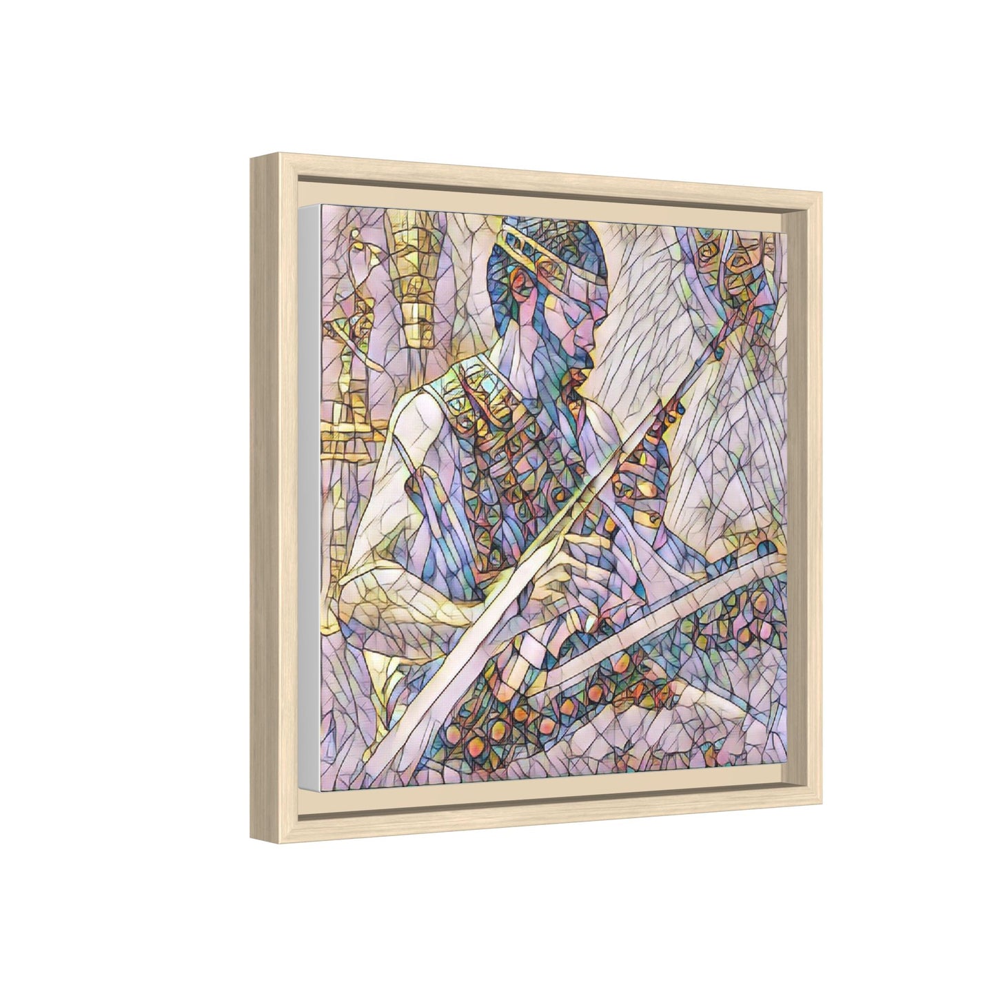 Framed Matte Canvas — Abstract Musician Stained-Glass Art Print