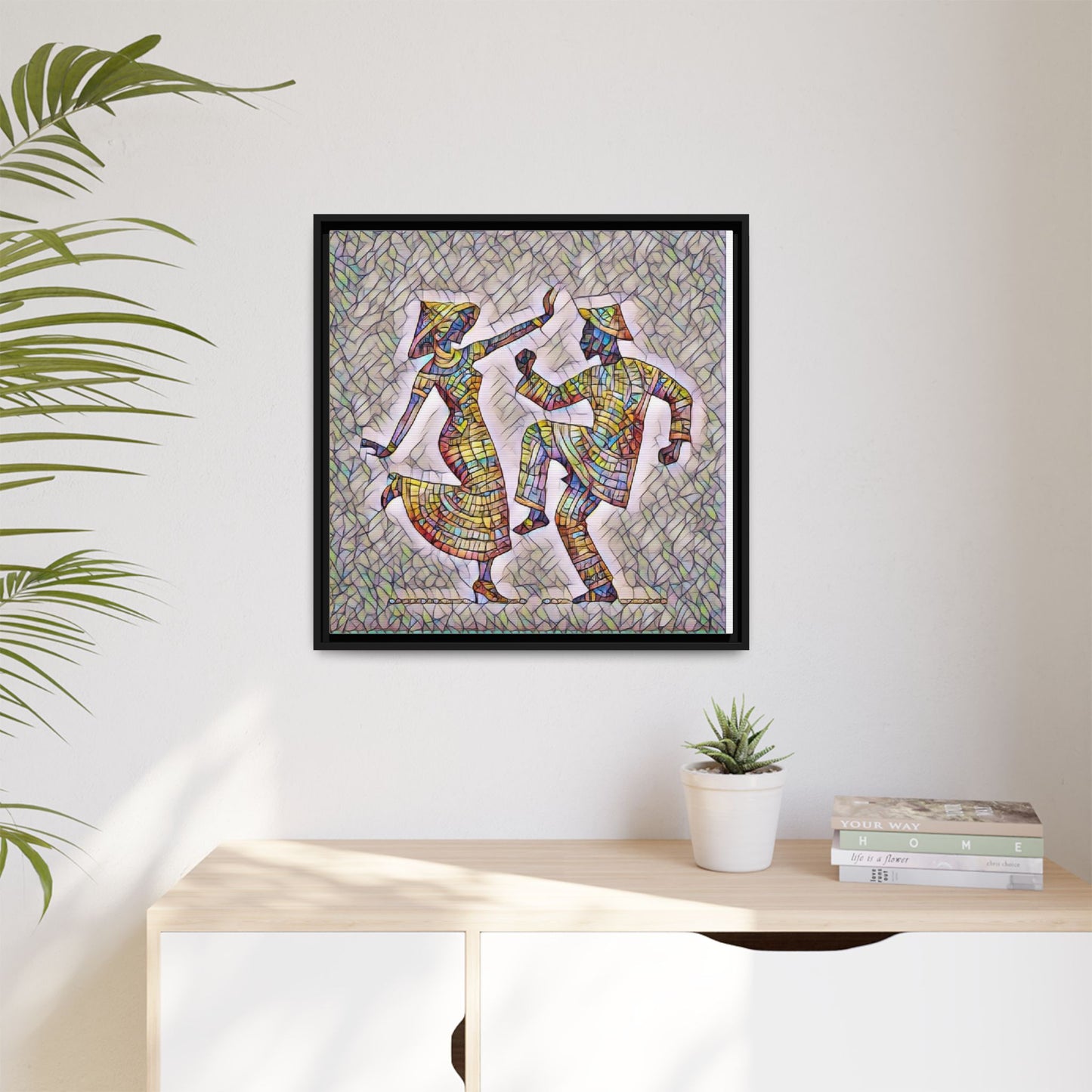 Colorful Folk Dance Matte Canvas Print (Framed)
