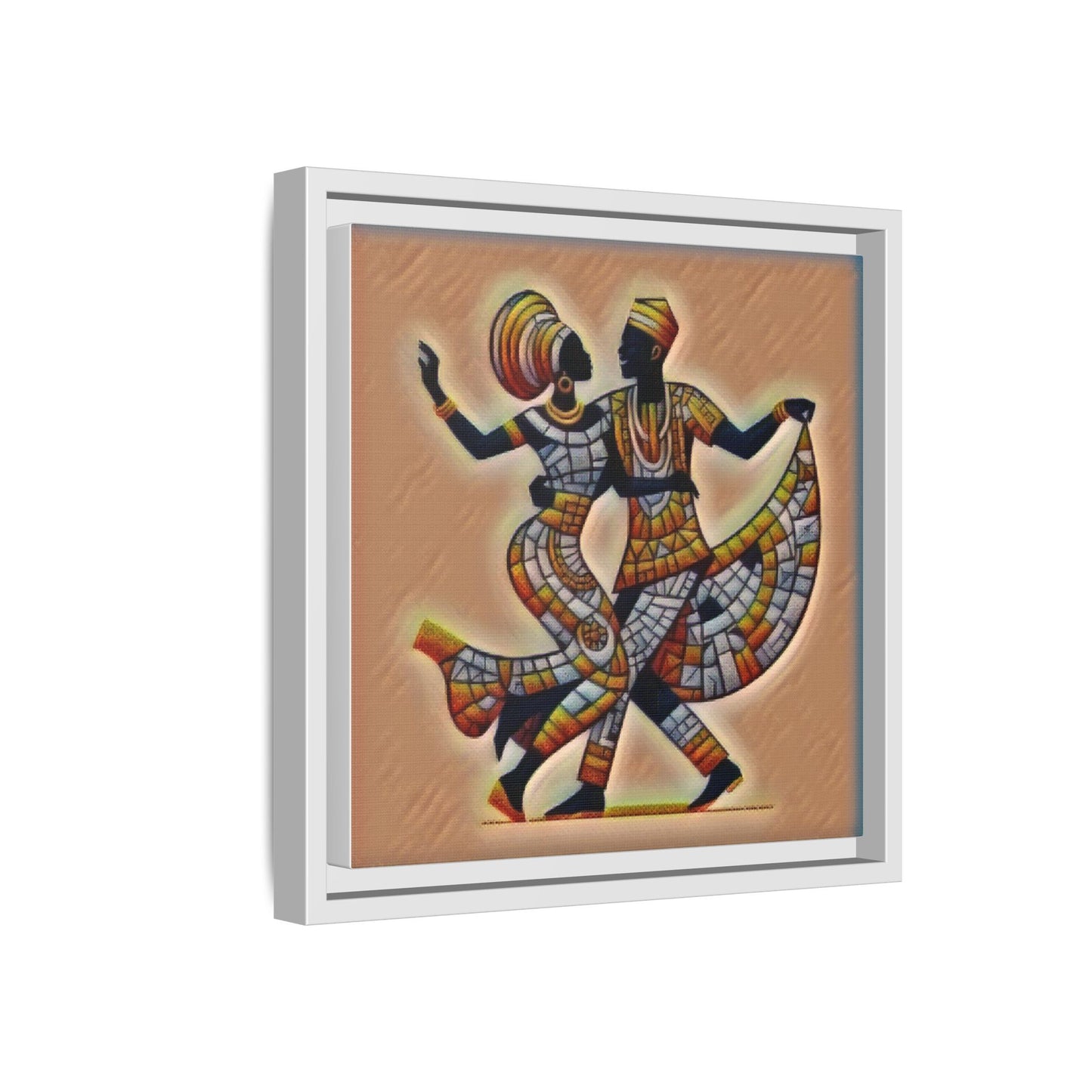 Framed African Dance Mosaic Art Print — Matte Canvas Wall Decor