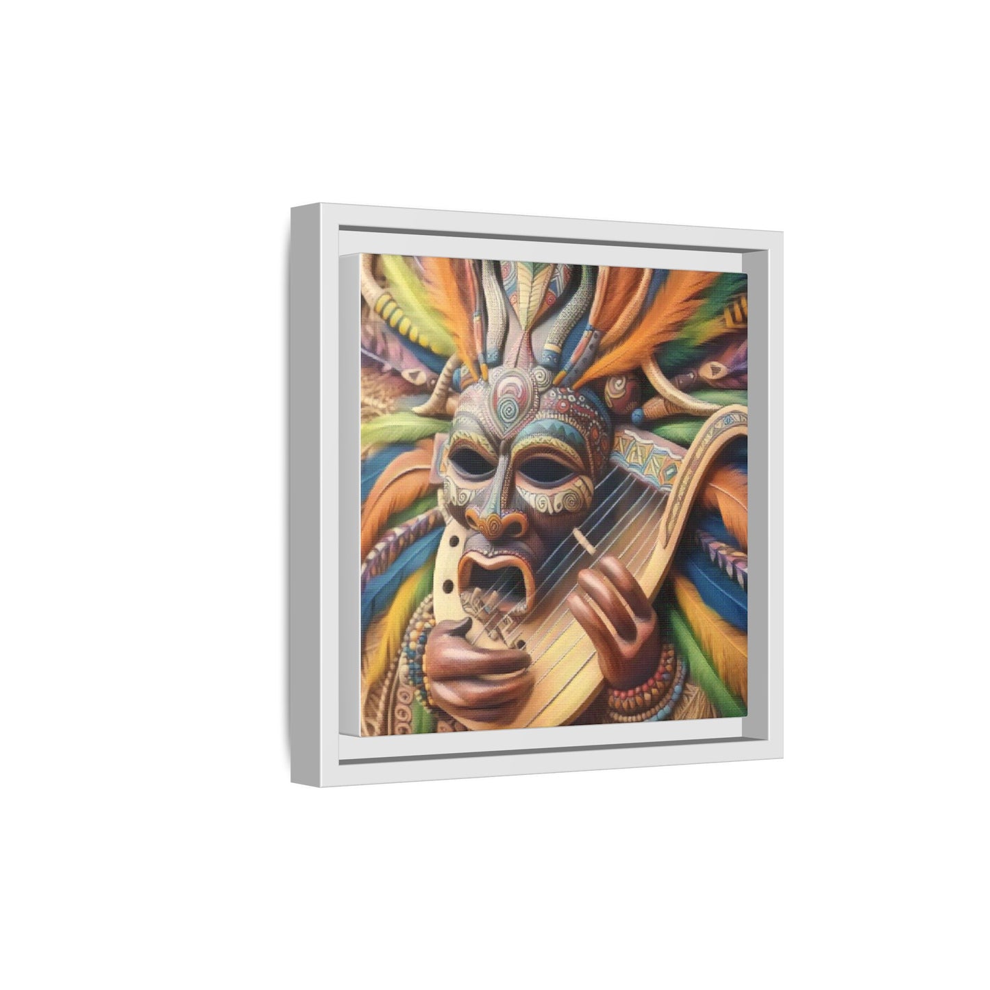 Colorful Tribal Mask Canvas — Framed Matte Wall Art