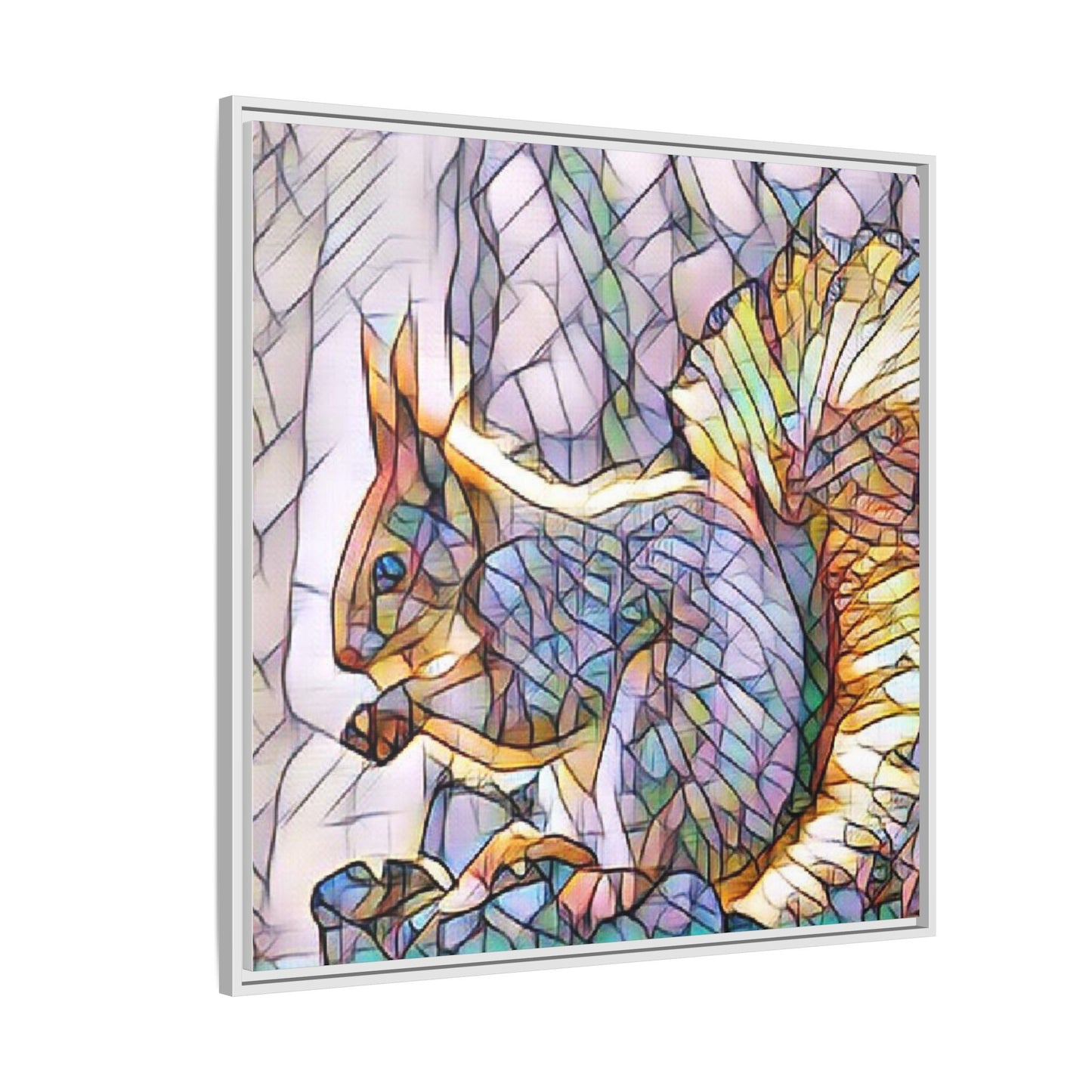 Framed Squirrel Mosaic Matte Canvas Wall Art