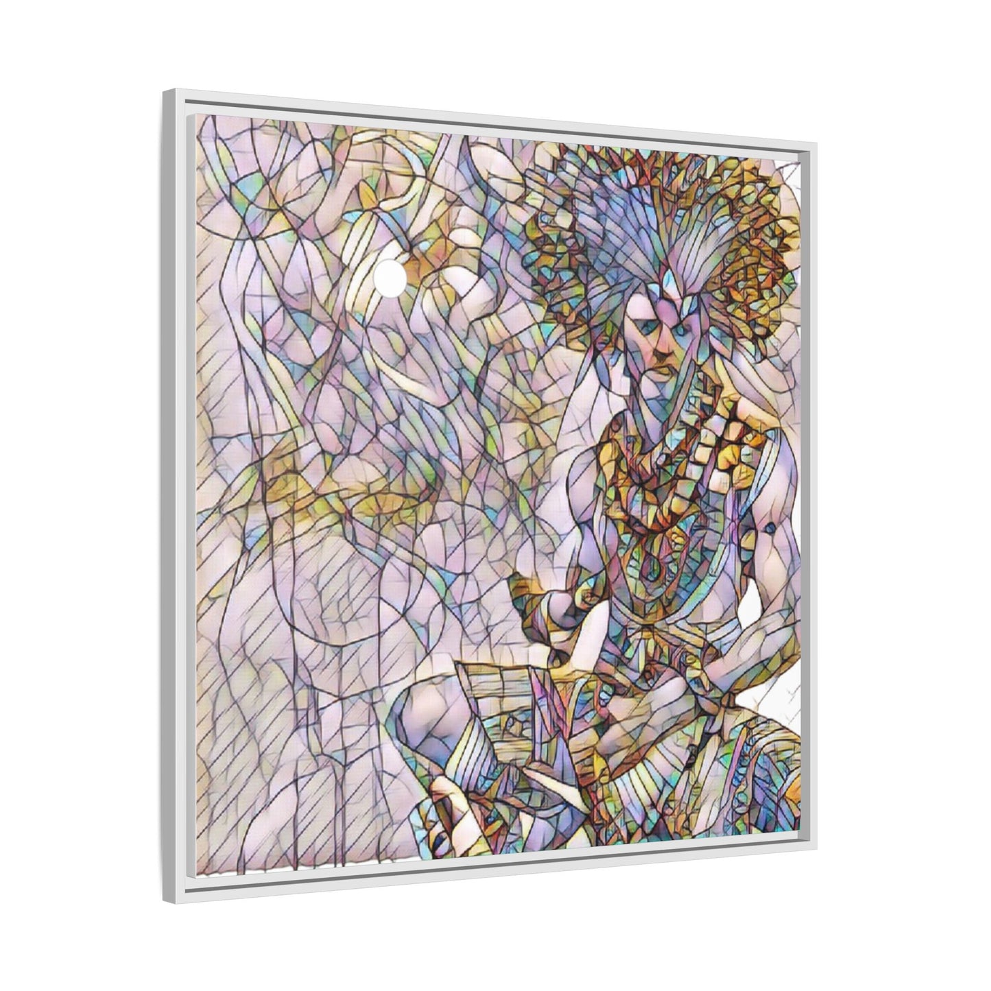 Framed Matte Canvas Art — Colorful Tribal Warrior Illustration