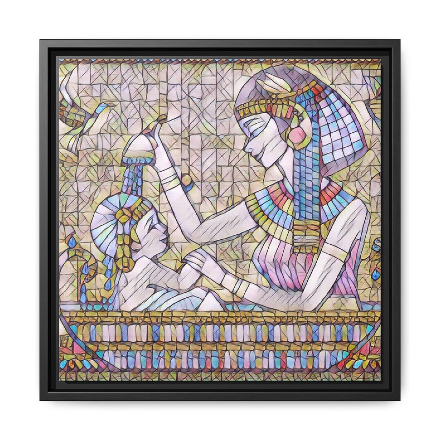 Egyptian Mosaic Mother & Child Framed Matte Canvas