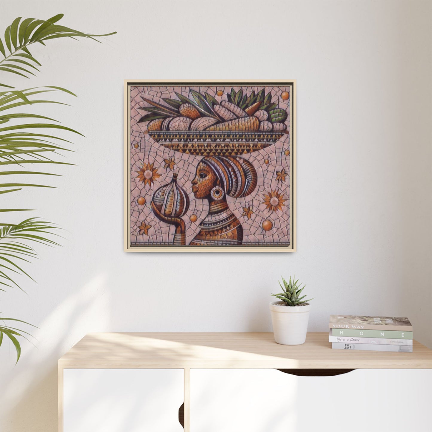 Egyptian Mosaic Goddess Matte Framed Canvas Wall Art