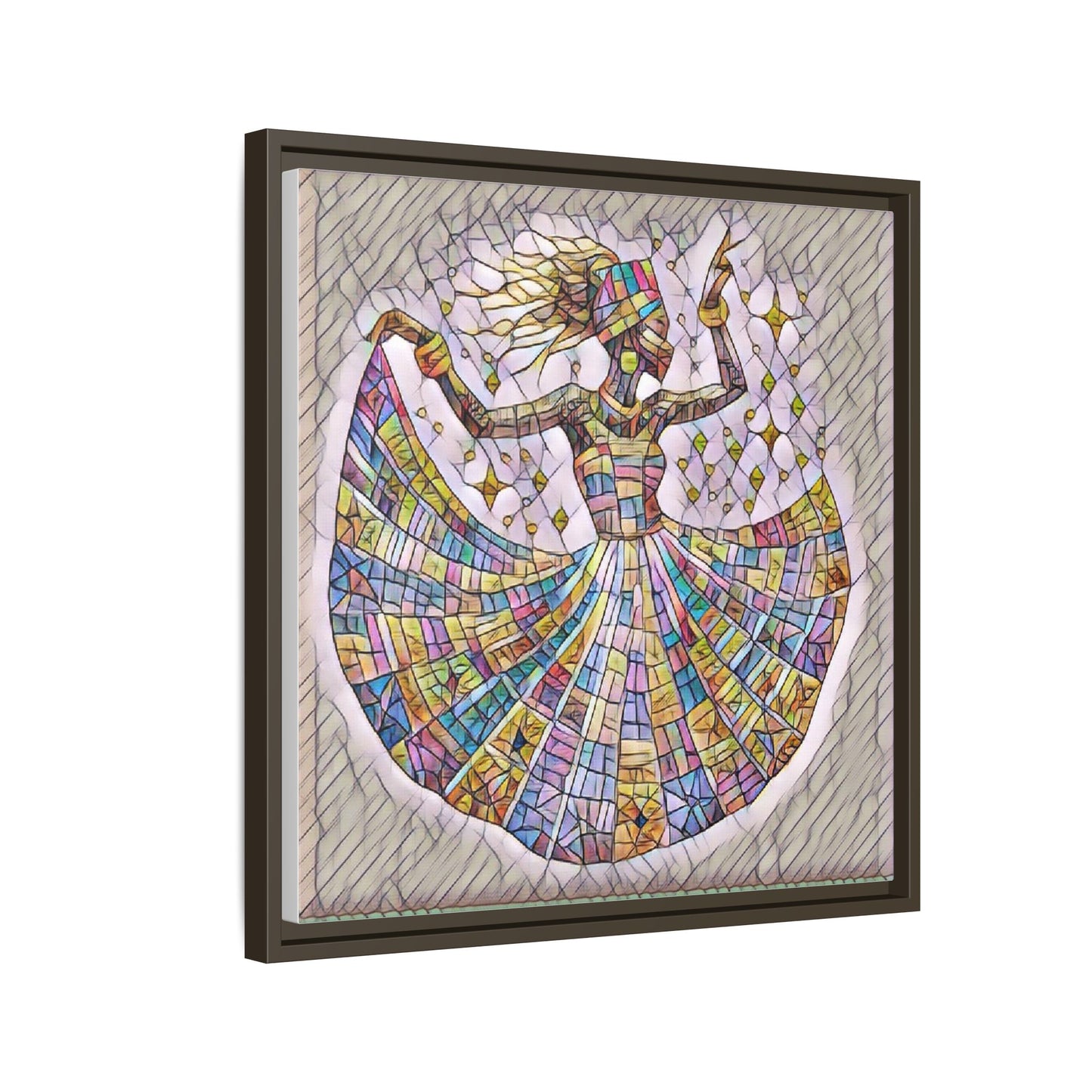 Colorful Mosaic Dance Framed Canvas Art