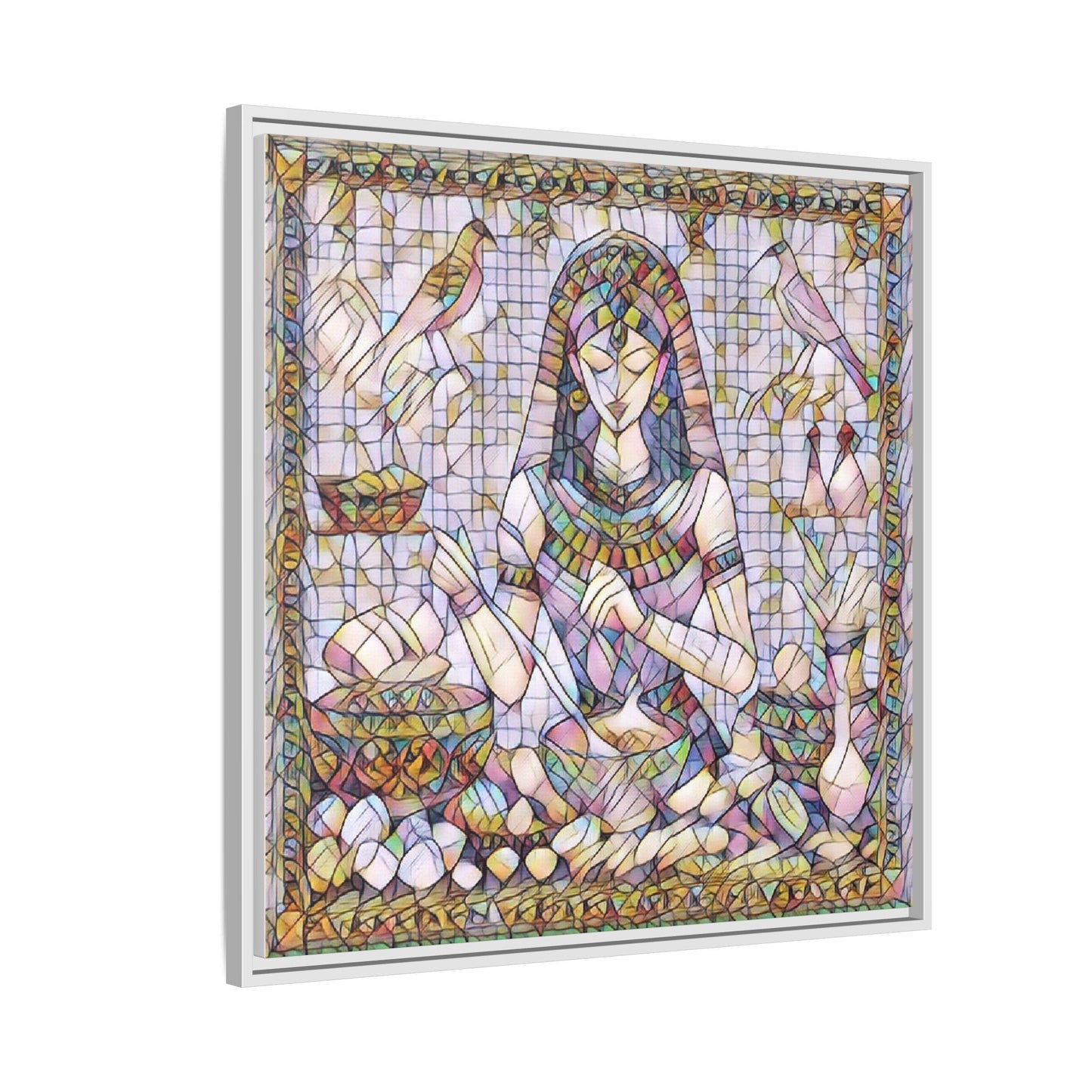 Egyptian Goddess Mosaic Framed Canvas Art