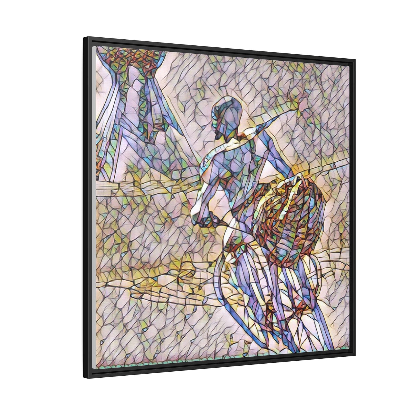 Abstract Stained-Glass Warrior Matte Framed Canvas