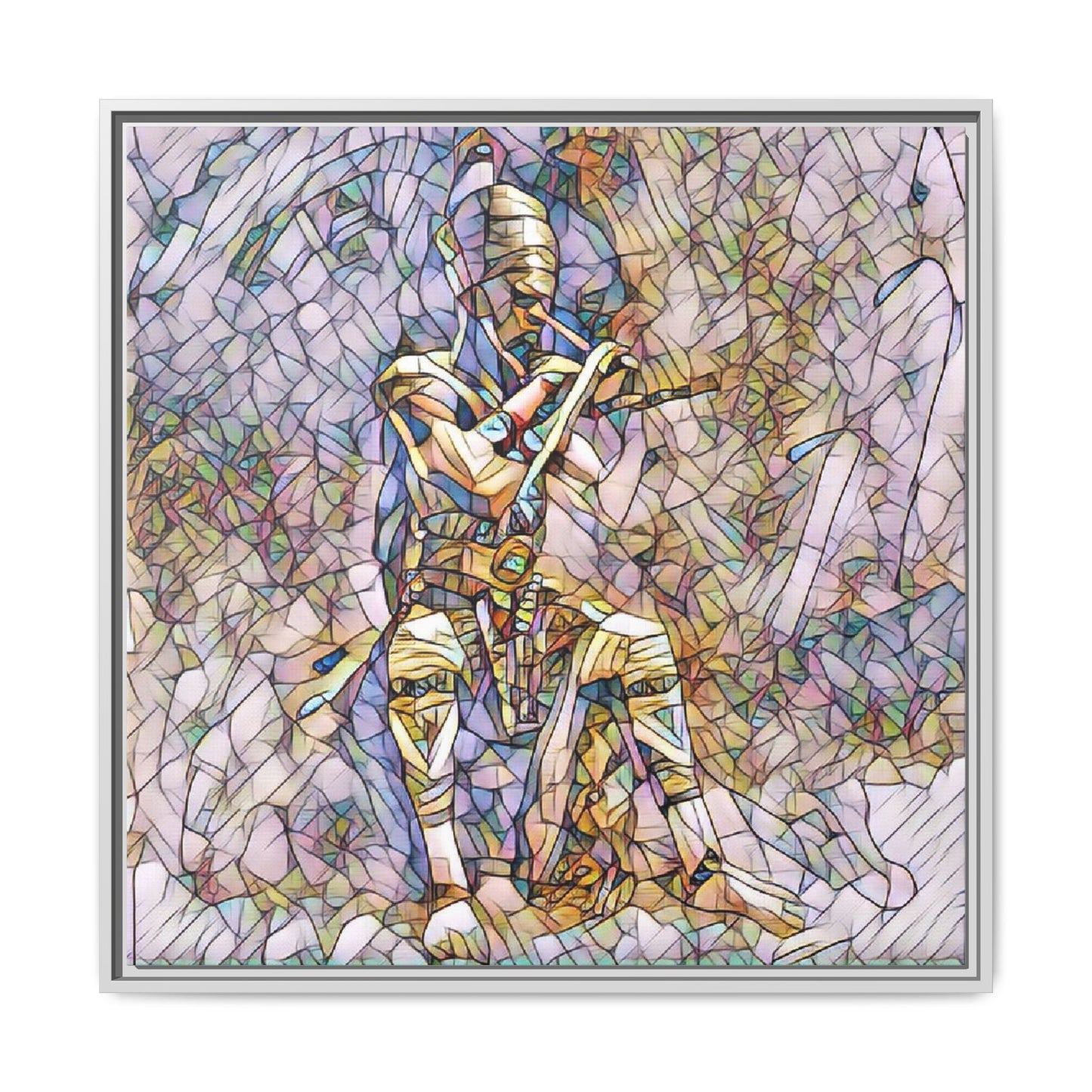 Framed Matte Canvas - Stained Glass Knight Artwork