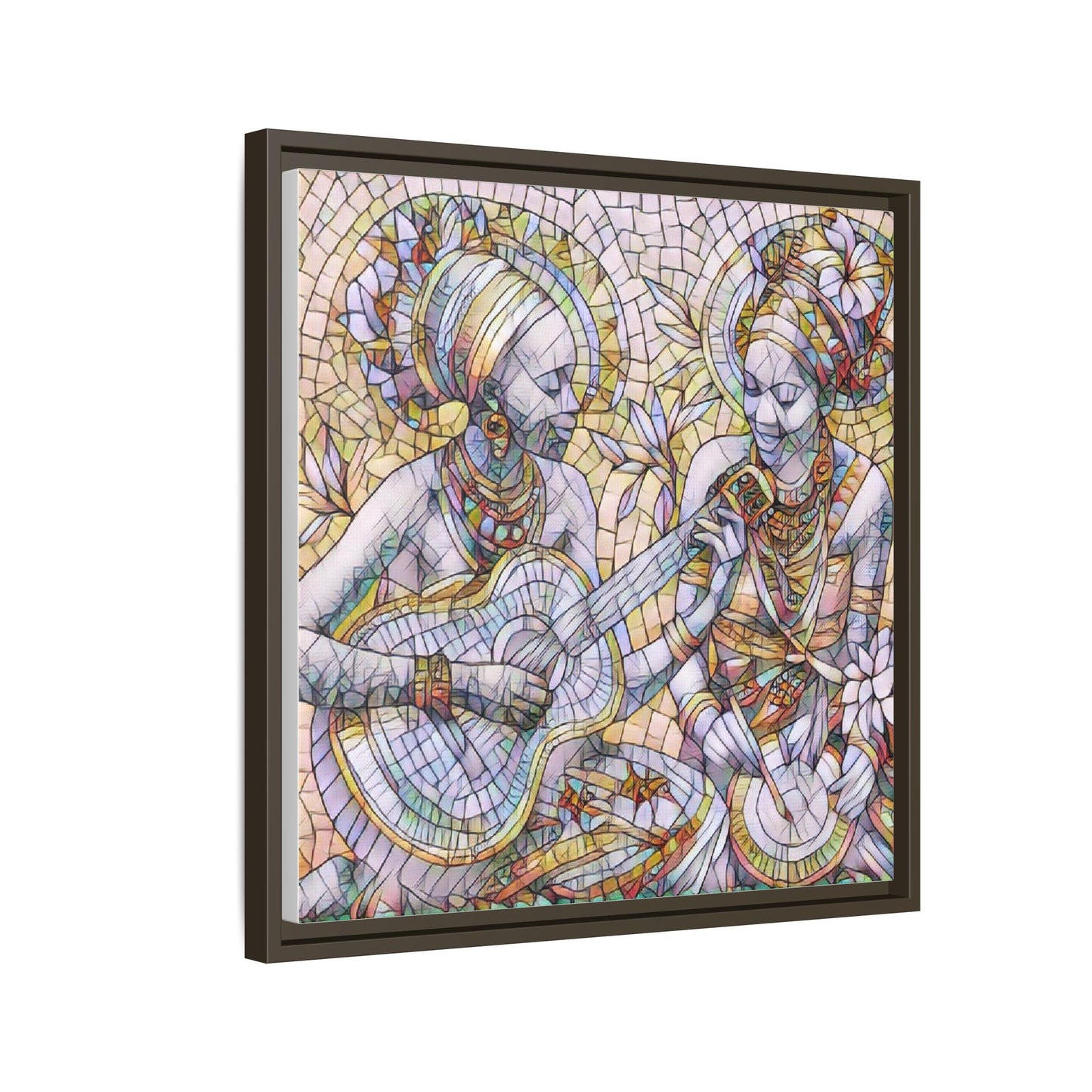 Framed Canvas Art – Colorful Mosaic Musicians Wall Decor