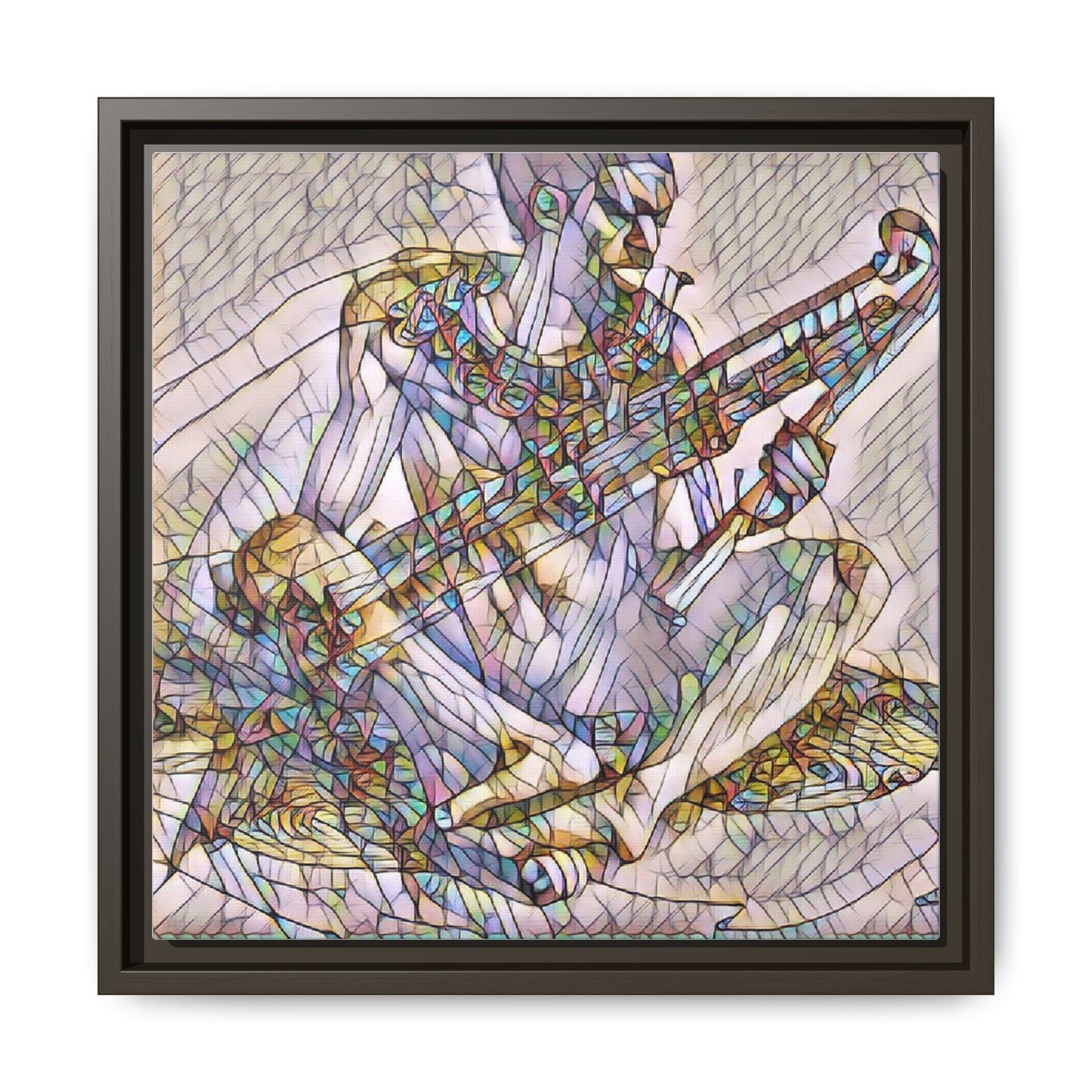 Framed Abstract Musician Canvas Art — Multicolor Modern Wall Decor