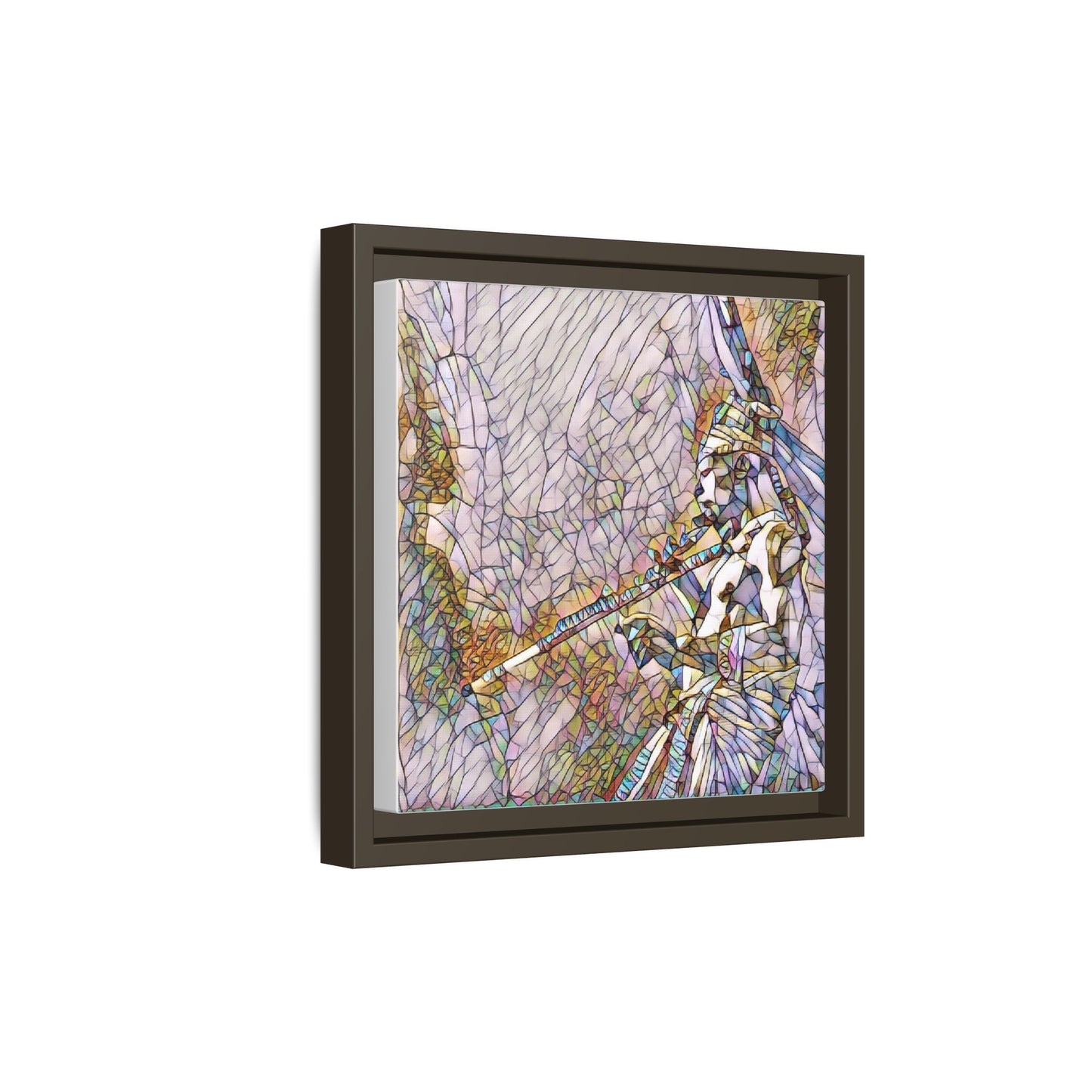 Abstract Tribal Flutist Matte Canvas Framed Wall Art