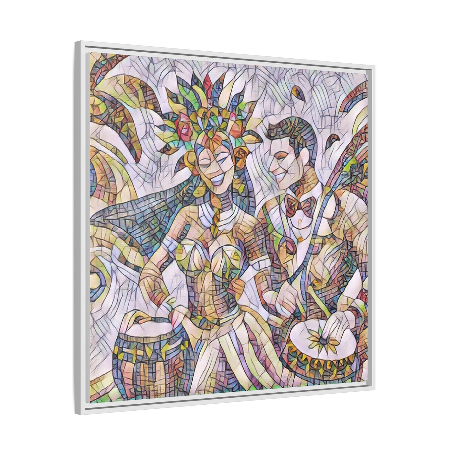Carnival Samba Dancers Framed Canvas Art — Colorful Brazilian Festival Wall Decor