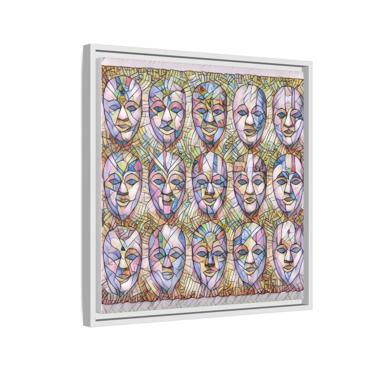 Abstract Mask Art Matte Canvas Print — Framed Multicolor Wall Art