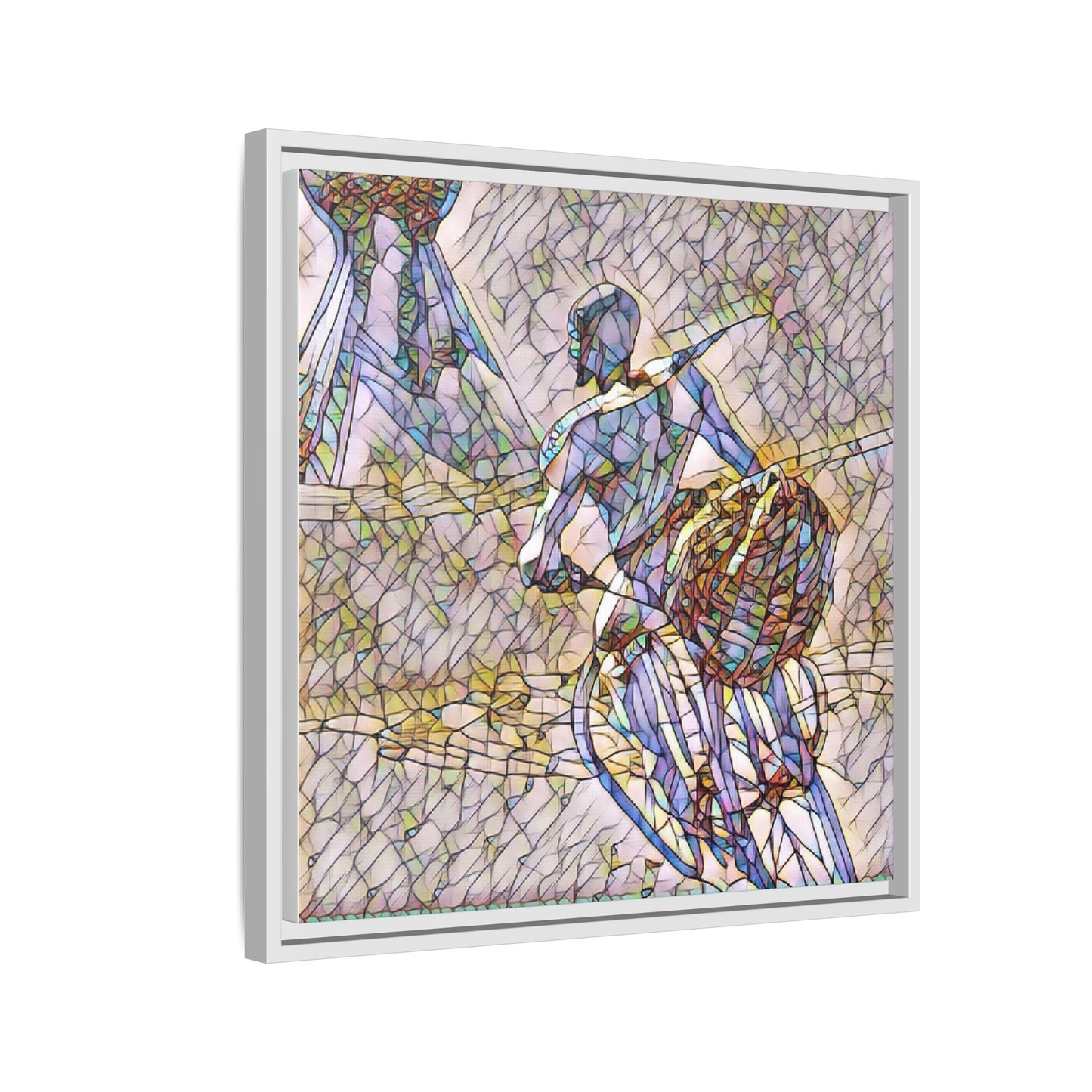 Abstract Stained-Glass Warrior Matte Framed Canvas