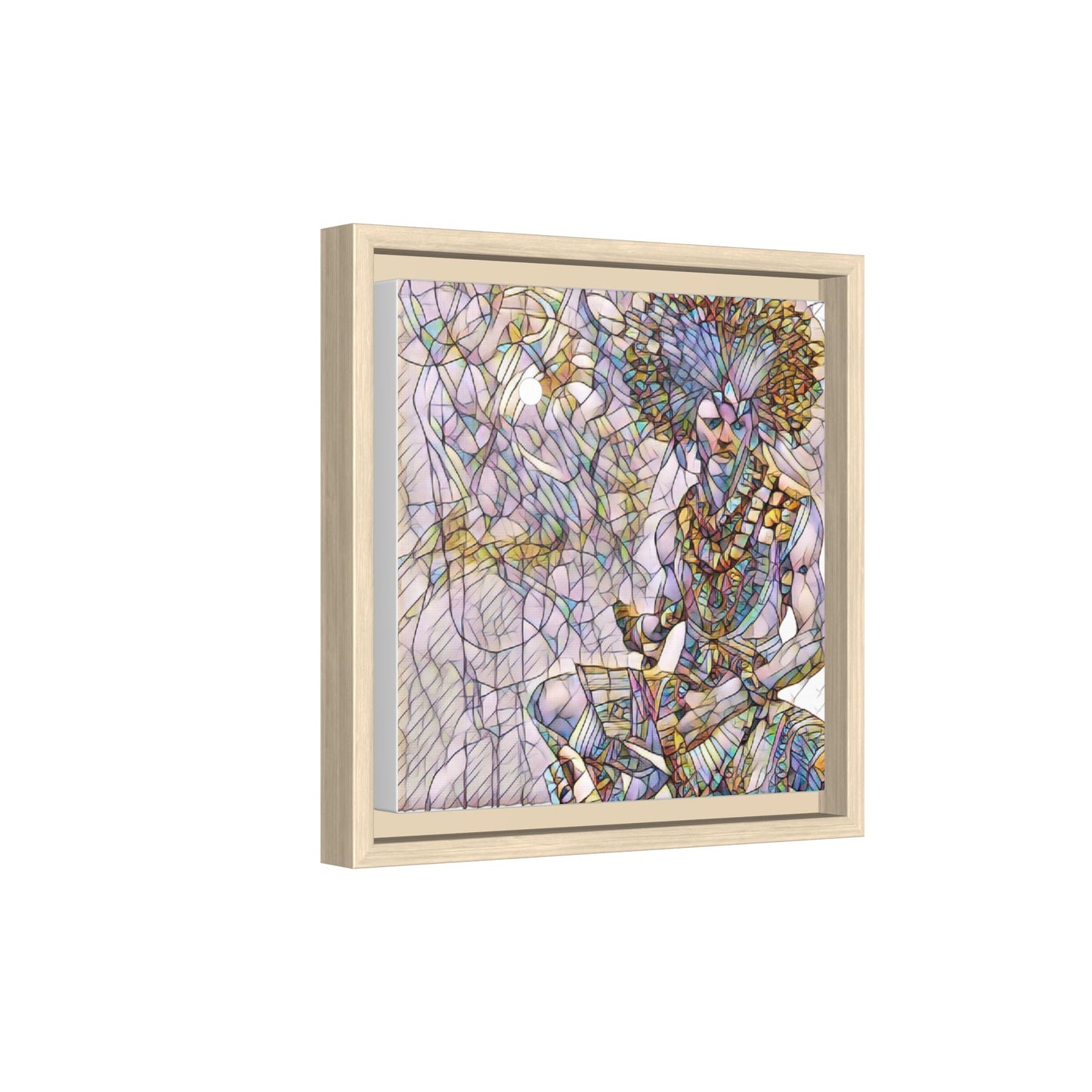 Framed Matte Canvas Art — Colorful Tribal Warrior Illustration