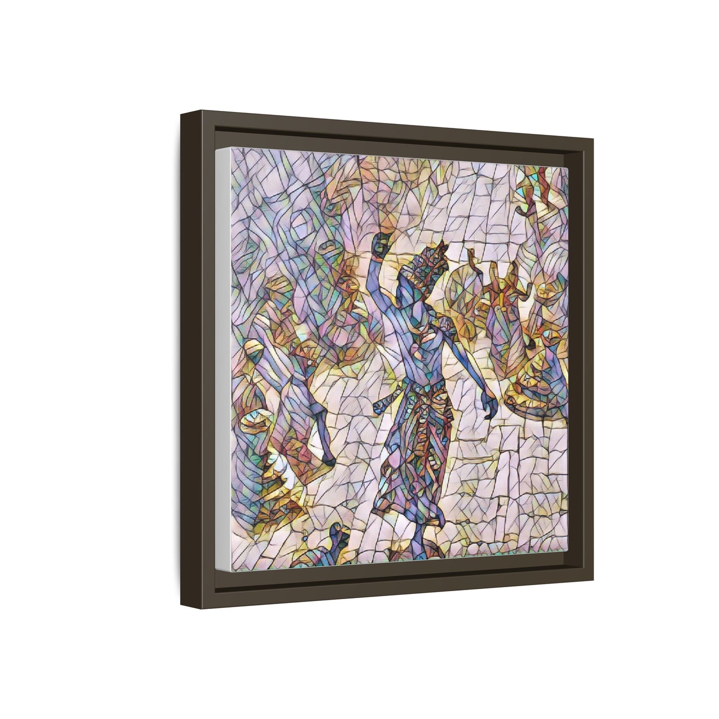 Framed Canvas Art — Colorful Mosaic Krishna Dance Print