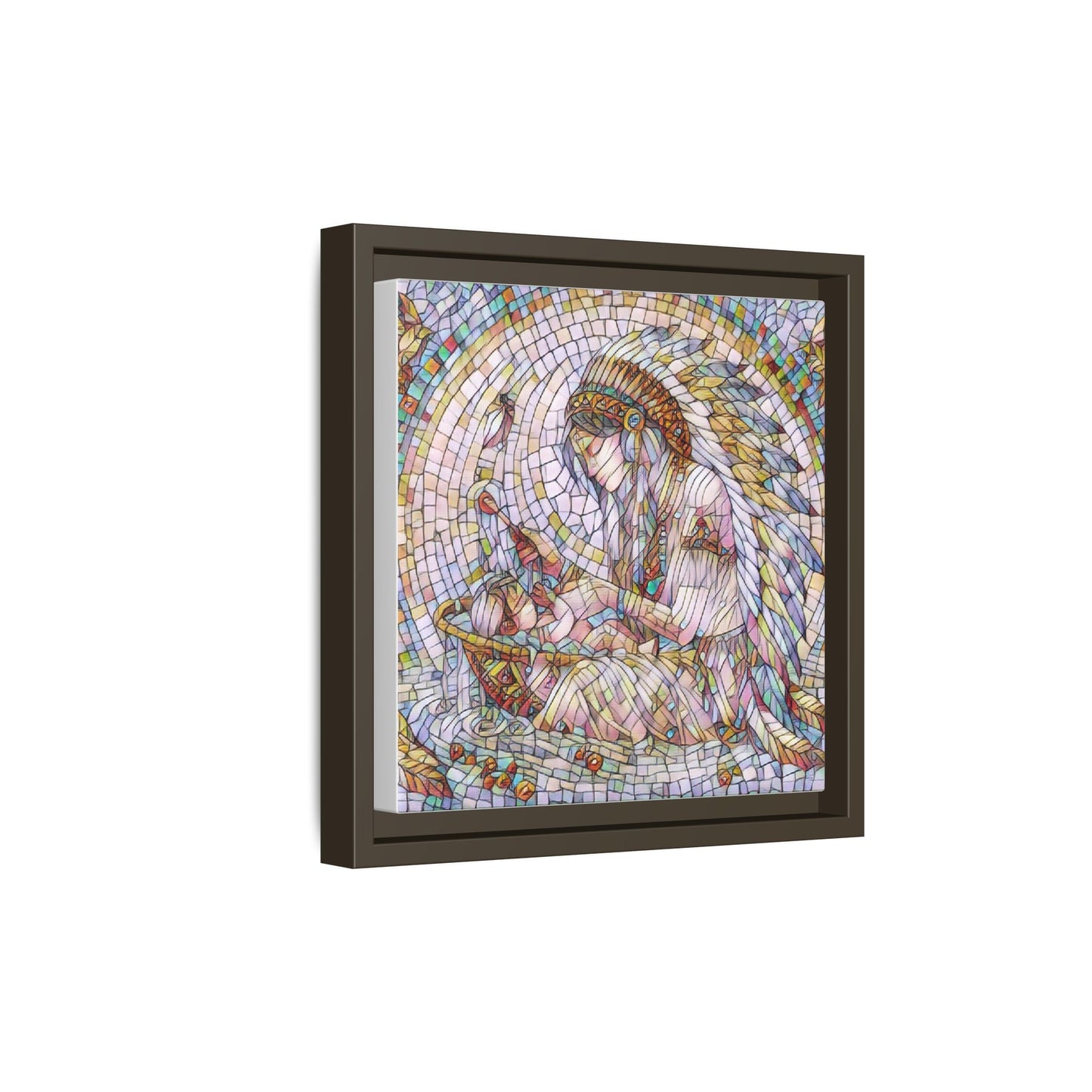 Framed Mosaic Native Mother & Child Matte Canvas Art