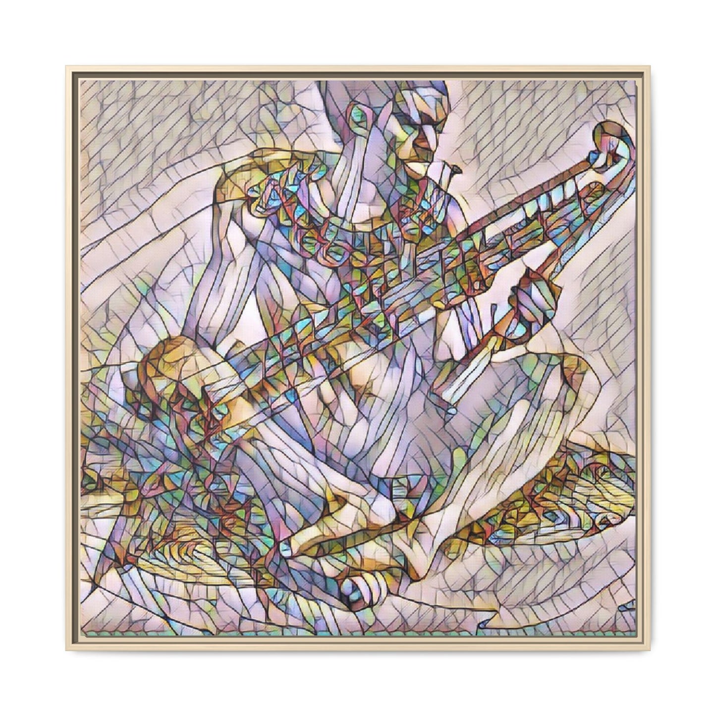 Framed Abstract Musician Canvas Art — Multicolor Modern Wall Decor