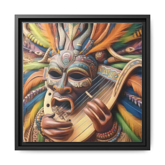 Colorful Tribal Mask Canvas — Framed Matte Wall Art