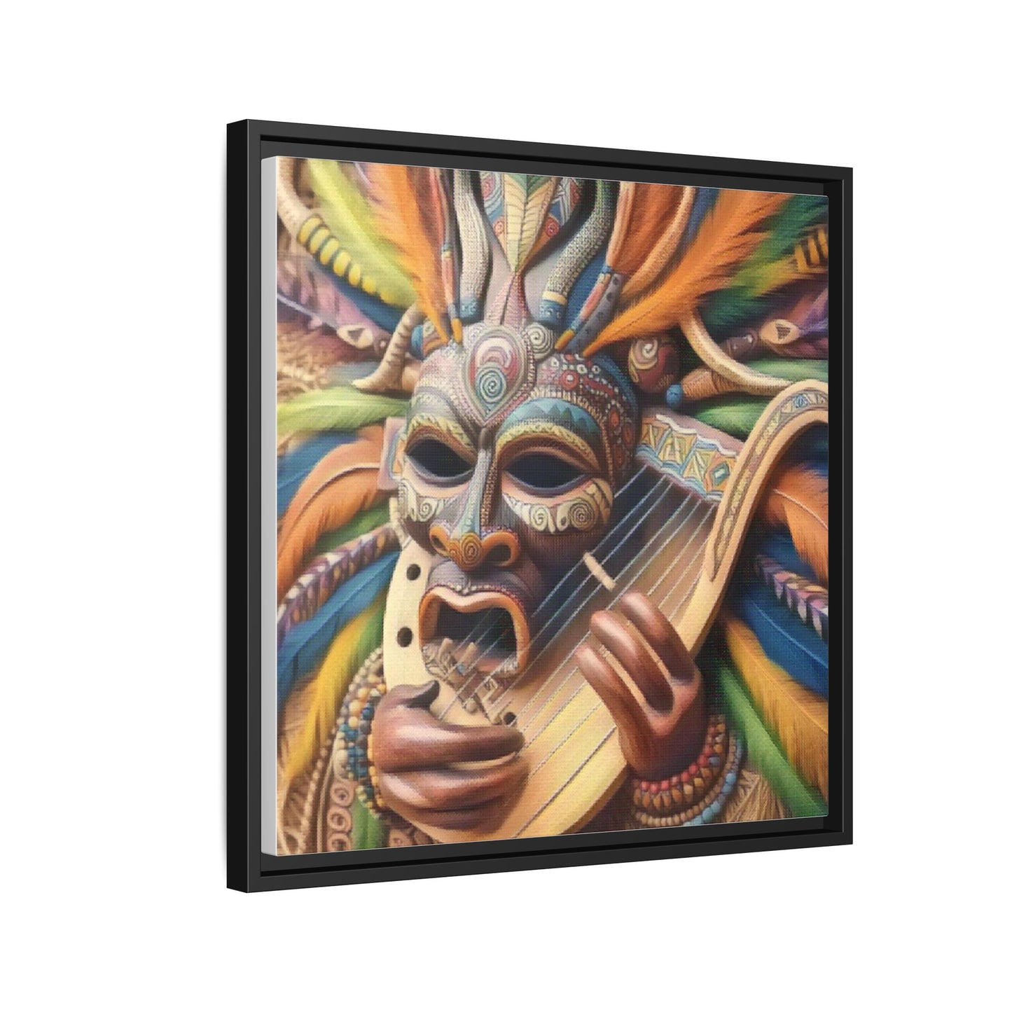 Colorful Tribal Mask Canvas — Framed Matte Wall Art