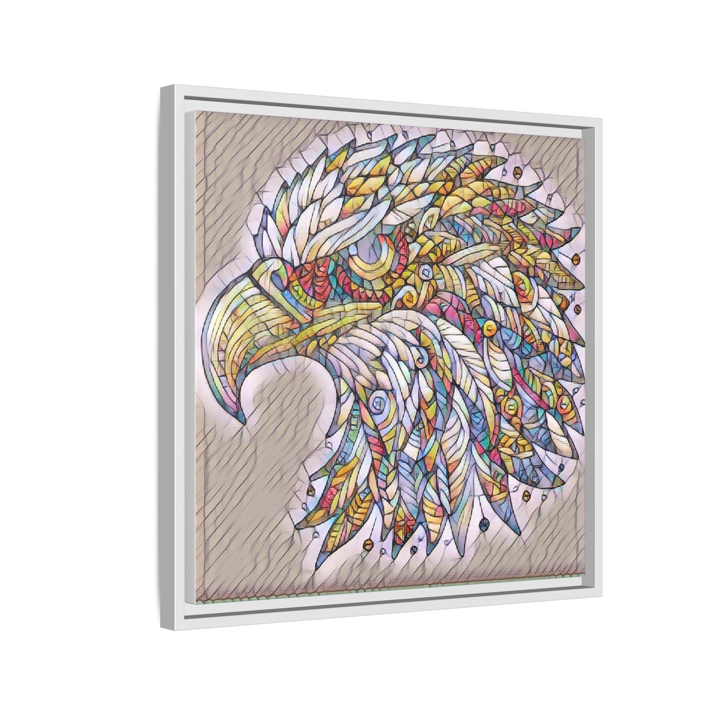 Colorful Eagle Head Matte Framed Canvas Art