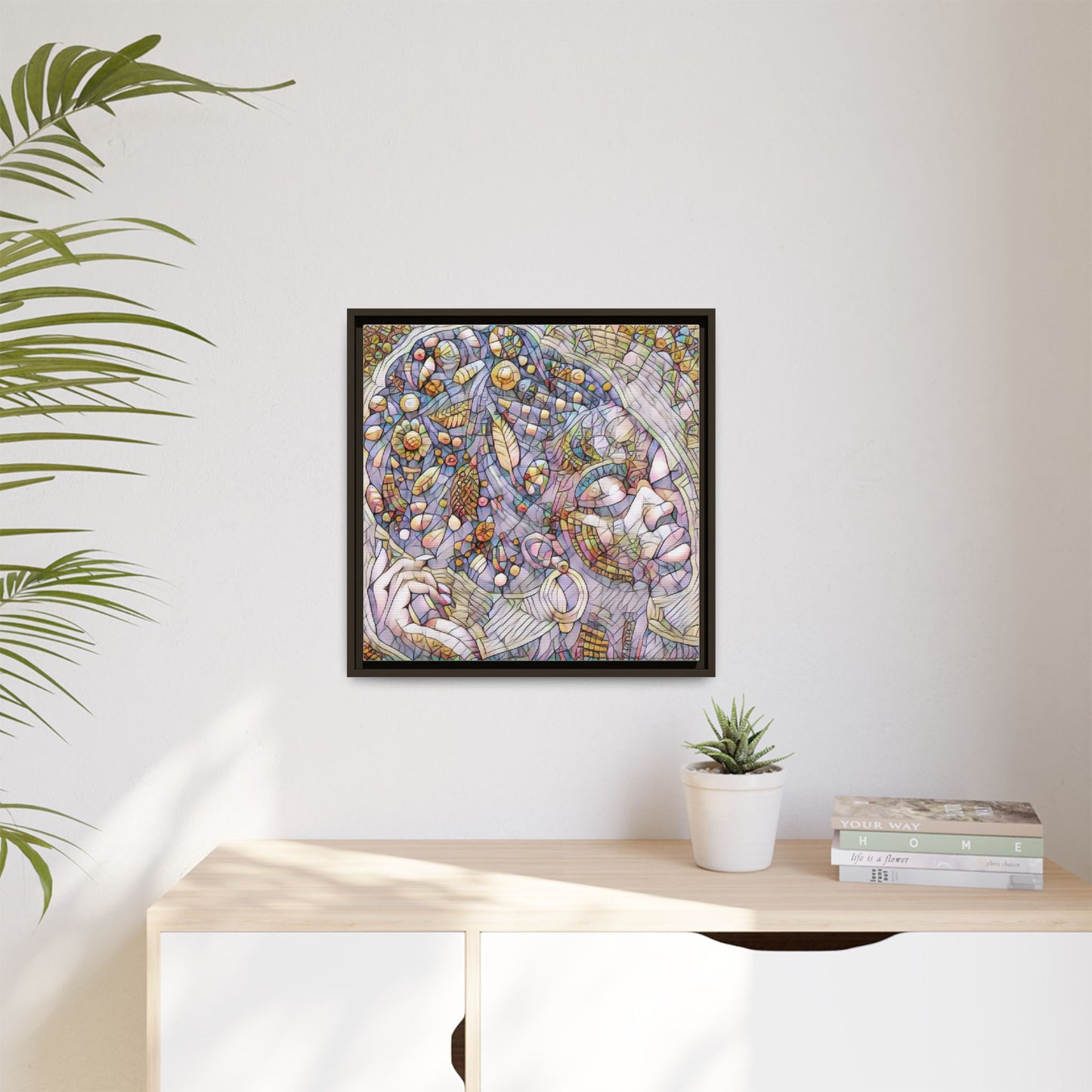 Bohemian Mosaic Woman Matte Canvas Framed Wall Art