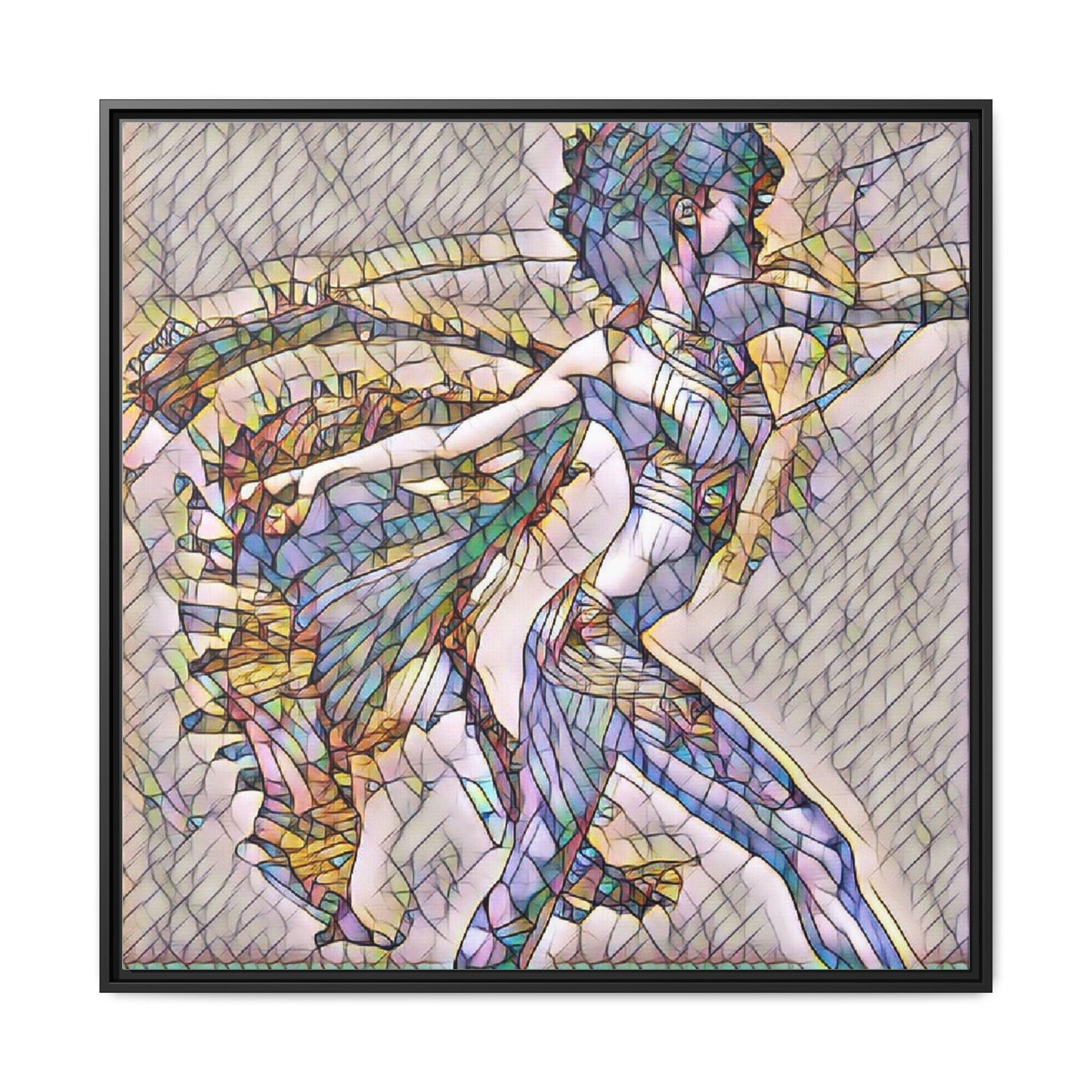 Abstract Stained-Glass Dancer Framed Canvas Art
