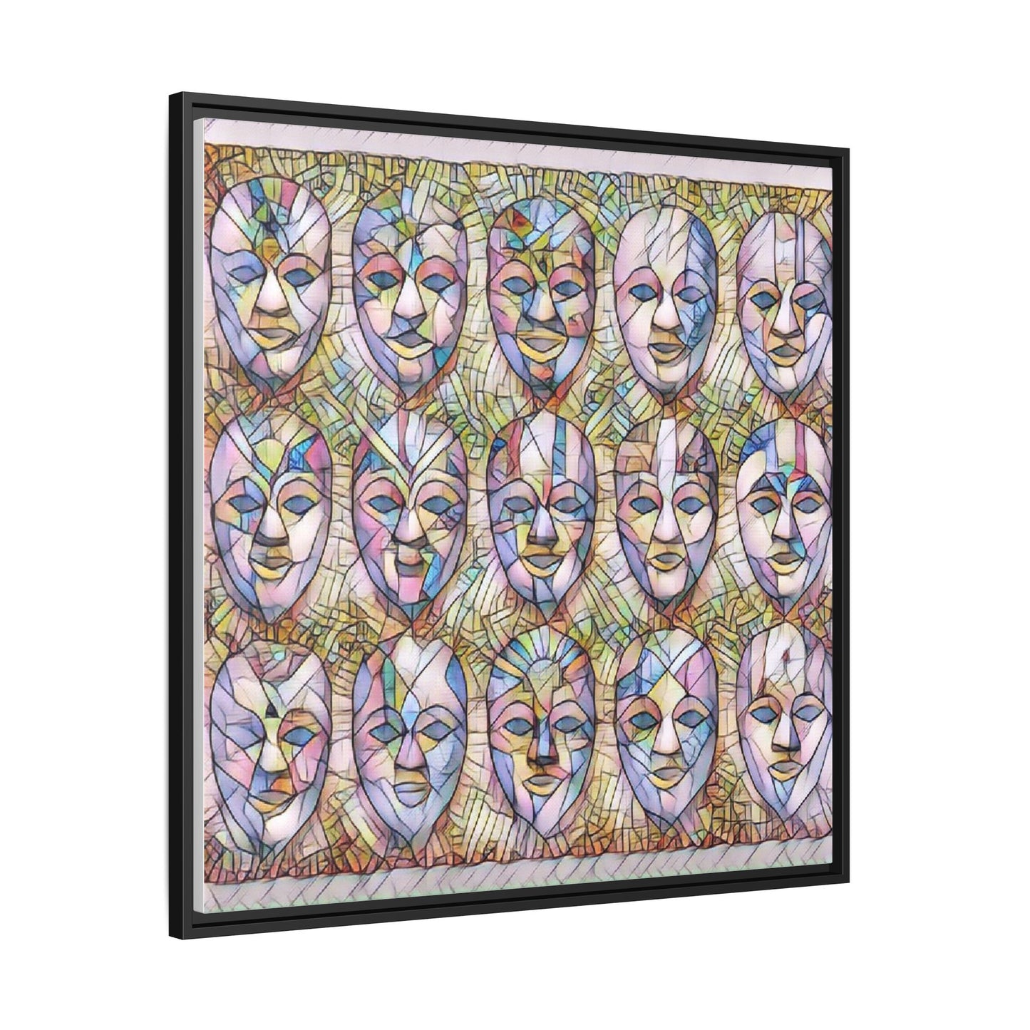 Abstract Mask Art Matte Canvas Print — Framed Multicolor Wall Art