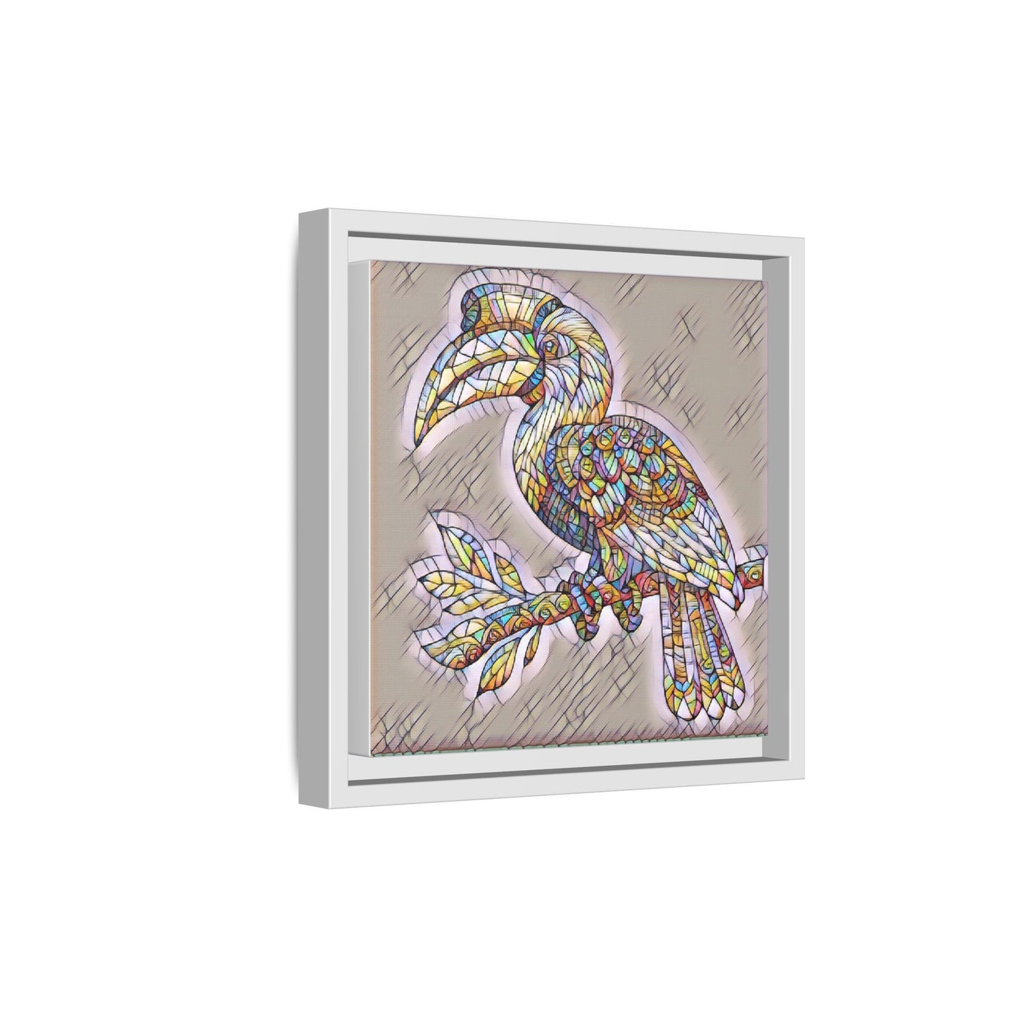 Colorful Stained Glass Toucan Matte Canvas Framed Wall Art