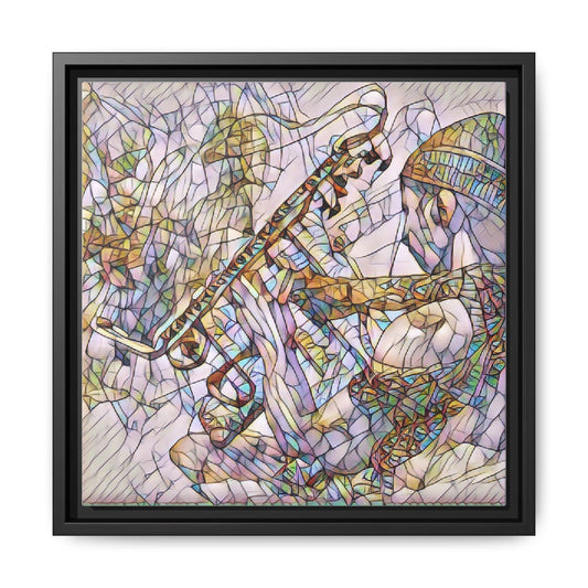 Framed Jazz Trumpet Canvas Art — Colorful Musician Wall Decor